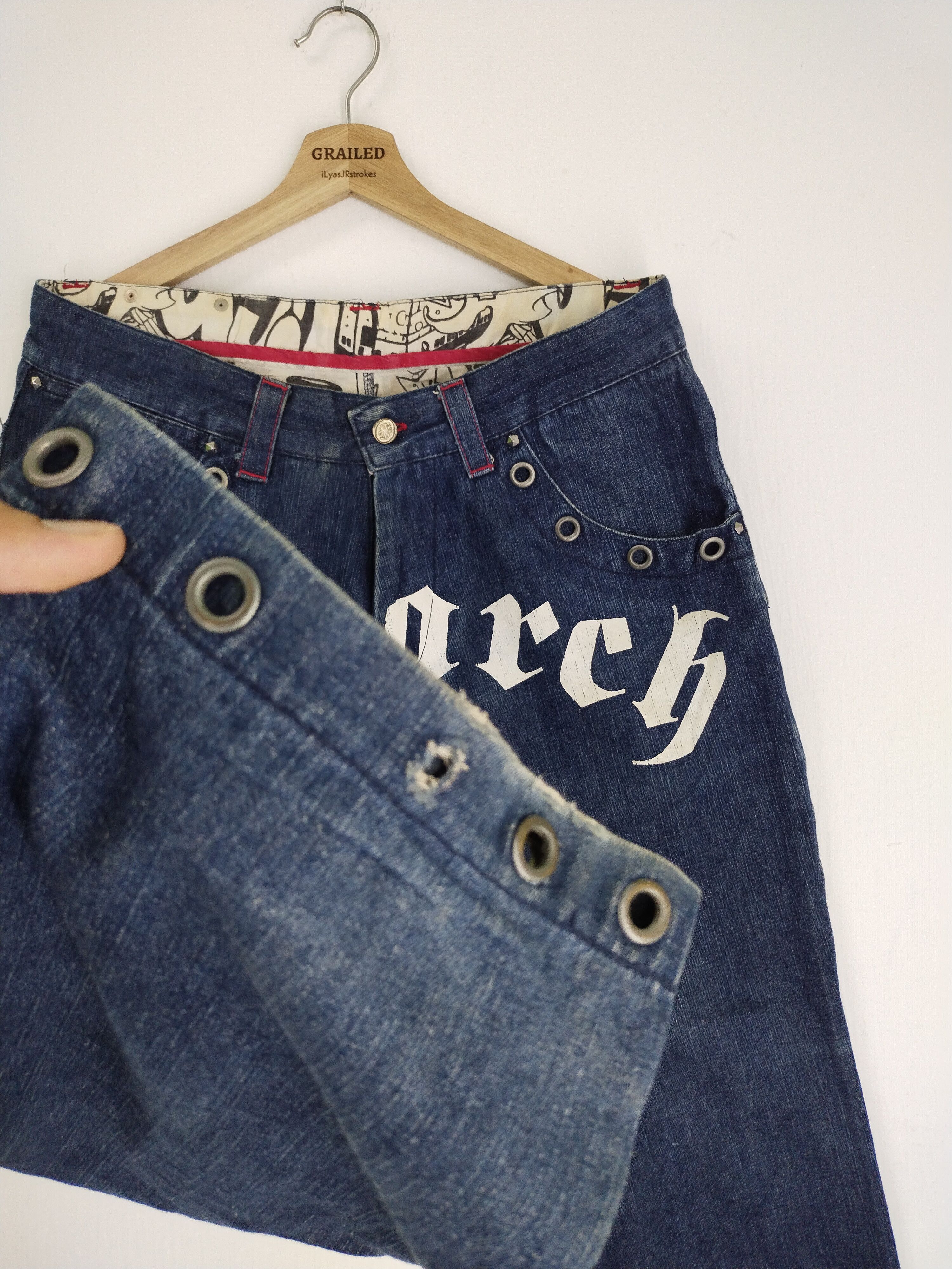 Japanese Brand VINTAGE BAGARCH EMBROIDERY POCKET JEANS Size US 35 - 4 Thumbnail