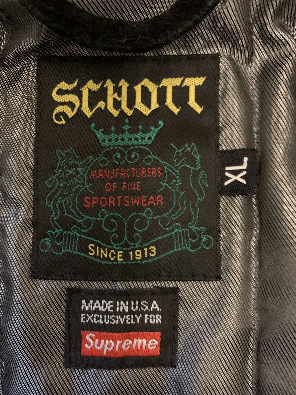 Supreme Leather jacket SCHOTT x SUPREME with brooch Size US XL / EU 56 / 4 - 16 Thumbnail