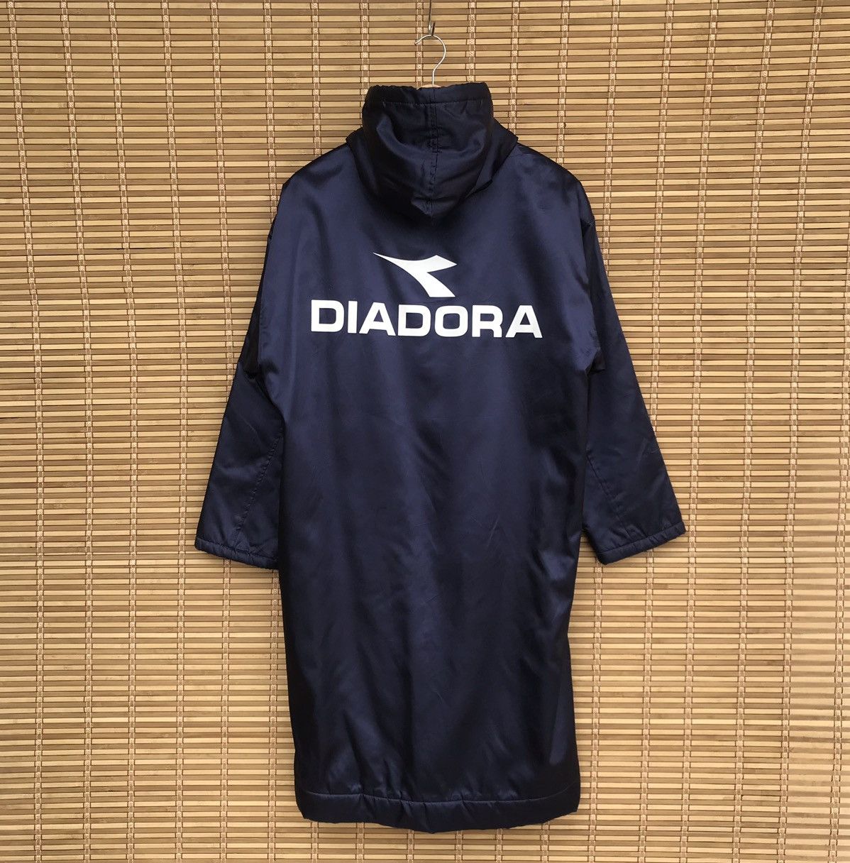 image of Diadora Coach Jacket Hoodie Big Logo Sherpa Lining in Blue Black, Men's (Size Medium)