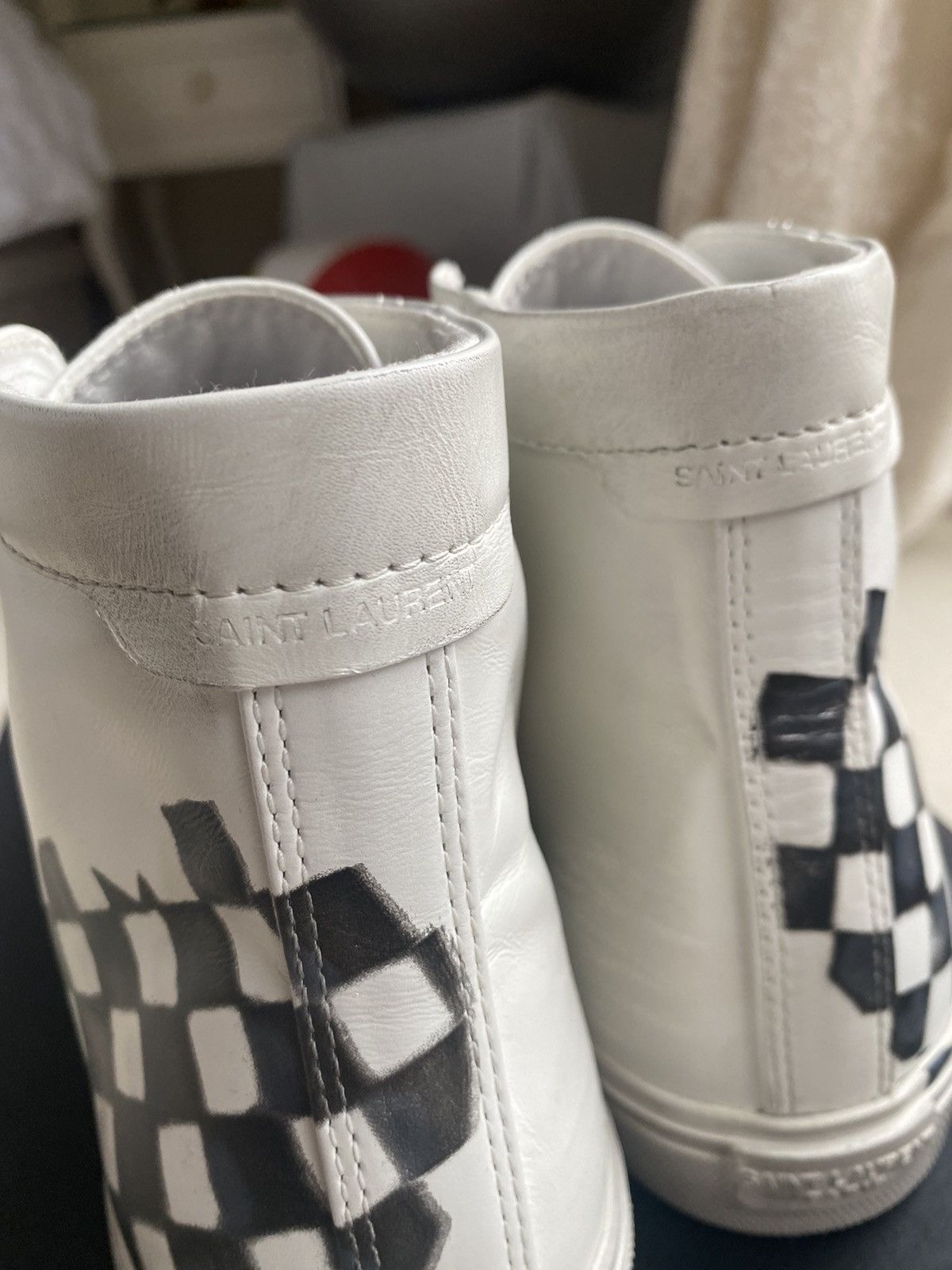 Saint Laurent Paris Saint Laurent checker checkered hi top sneakers BNIB $725 🤑🤑 Size US 12 / EU 45 - 5 Thumbnail