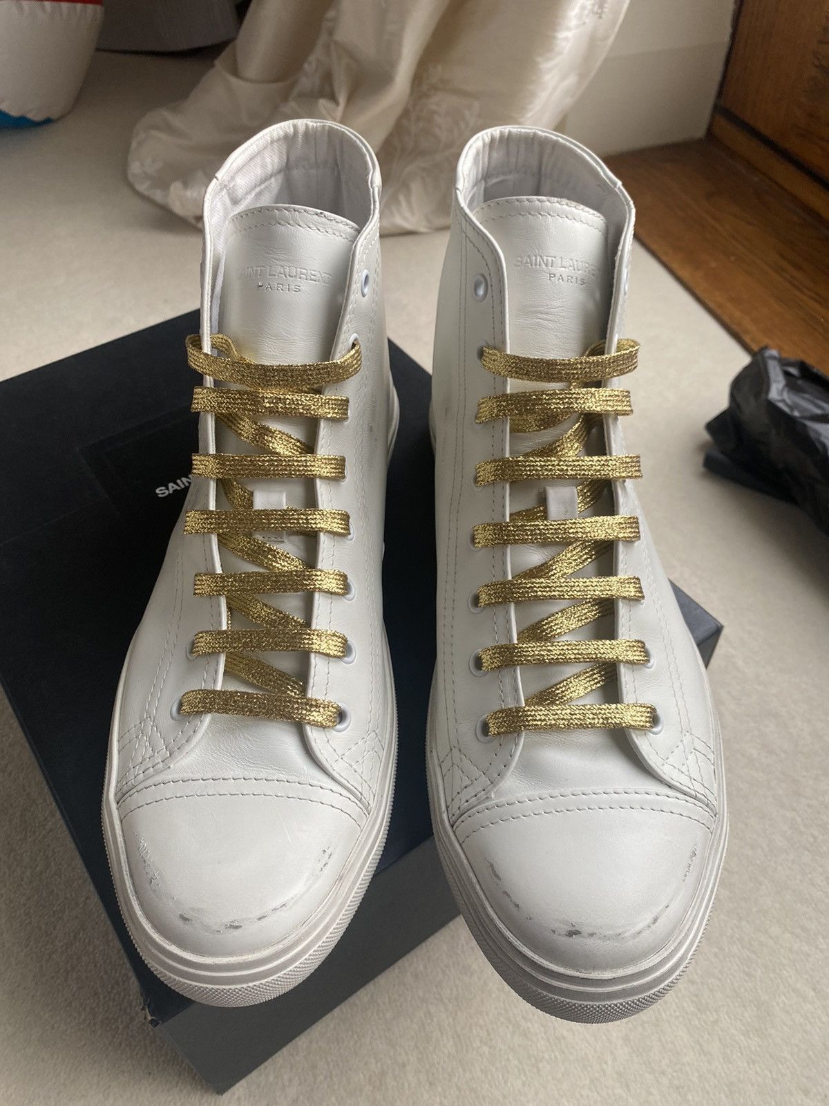 Saint Laurent Paris Saint Laurent checker checkered hi top sneakers BNIB $725 🤑🤑 Size US 12 / EU 45 - 7 Thumbnail
