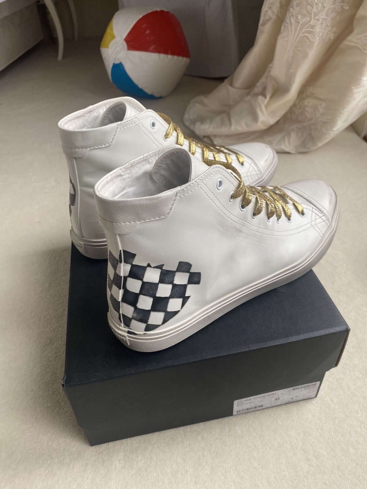 Saint Laurent Paris Saint Laurent checker checkered hi top sneakers BNIB $725 🤑🤑 Size US 12 / EU 45 - 2 Thumbnail