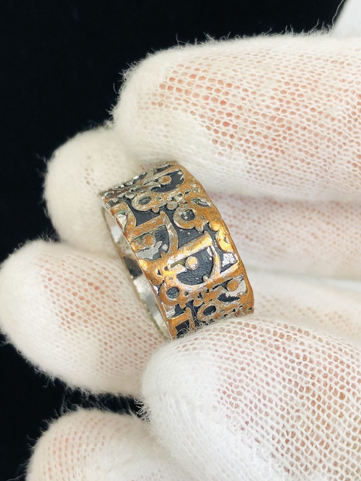 Dior Vintage Dior Trotter Monogram 2 Oblique Silver Logo Ring Size ONE SIZE - 3 Thumbnail