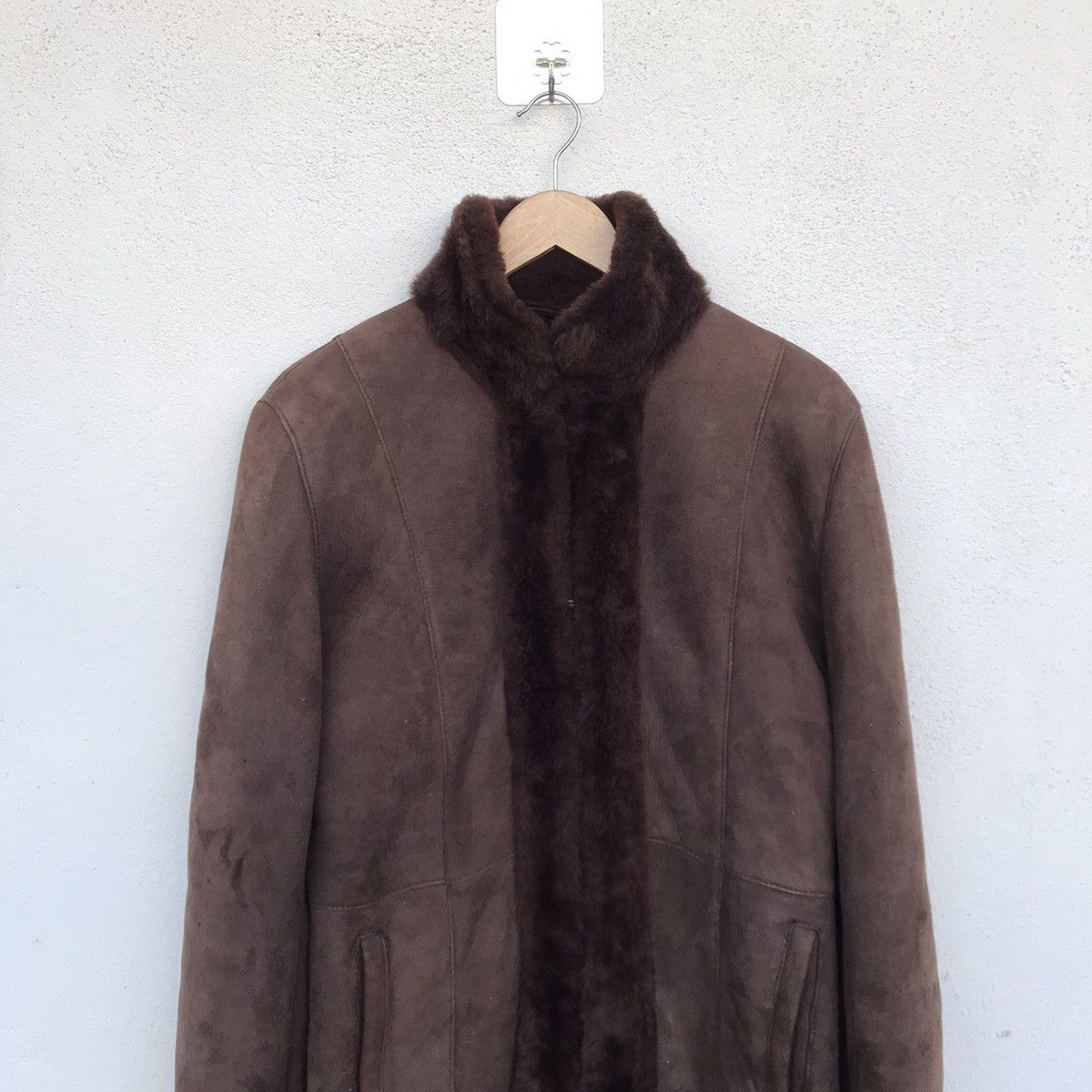 Designer Teodem Linea Pelle suede leather jacket shearling linen Size US S / EU 44-46 / 1 - 8 Thumbnail