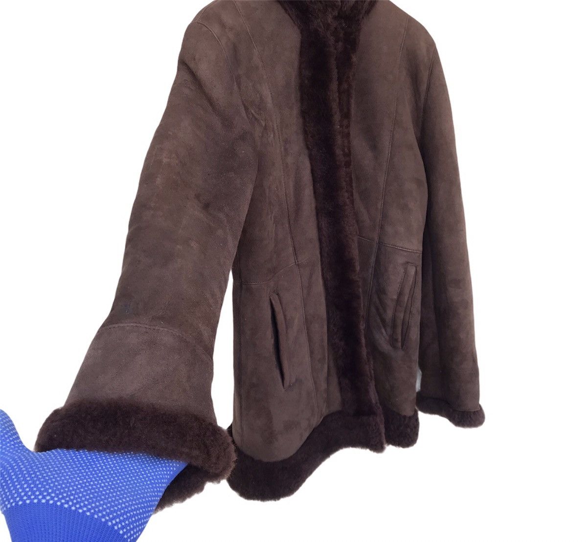 Designer Teodem Linea Pelle suede leather jacket shearling linen Size US S / EU 44-46 / 1 - 2 Thumbnail