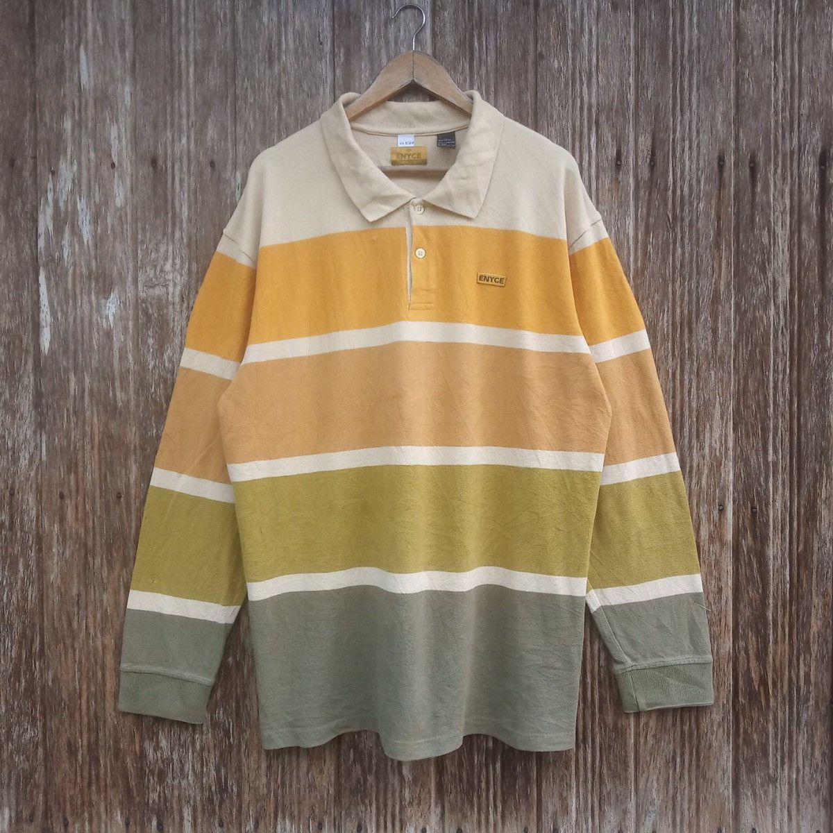 image of Enyce Polo Shirt Big Stripes Colourful Polo Rugby in Yellow, Men's (Size XL)