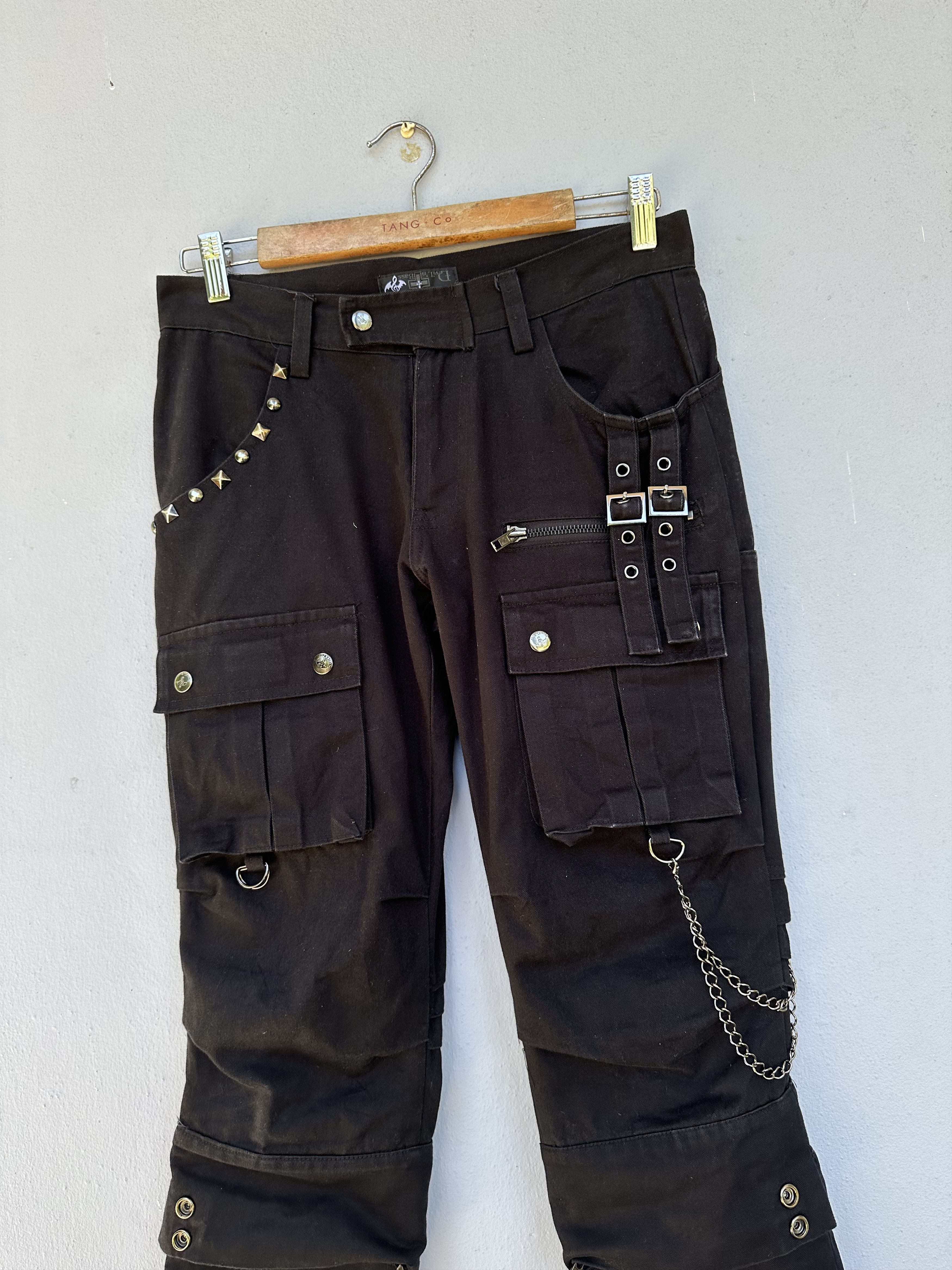If Six Was Nine Vintage Seditionaries Devil & Bass Stud Zipper Cargo Pants Size US 29 - 6 Thumbnail