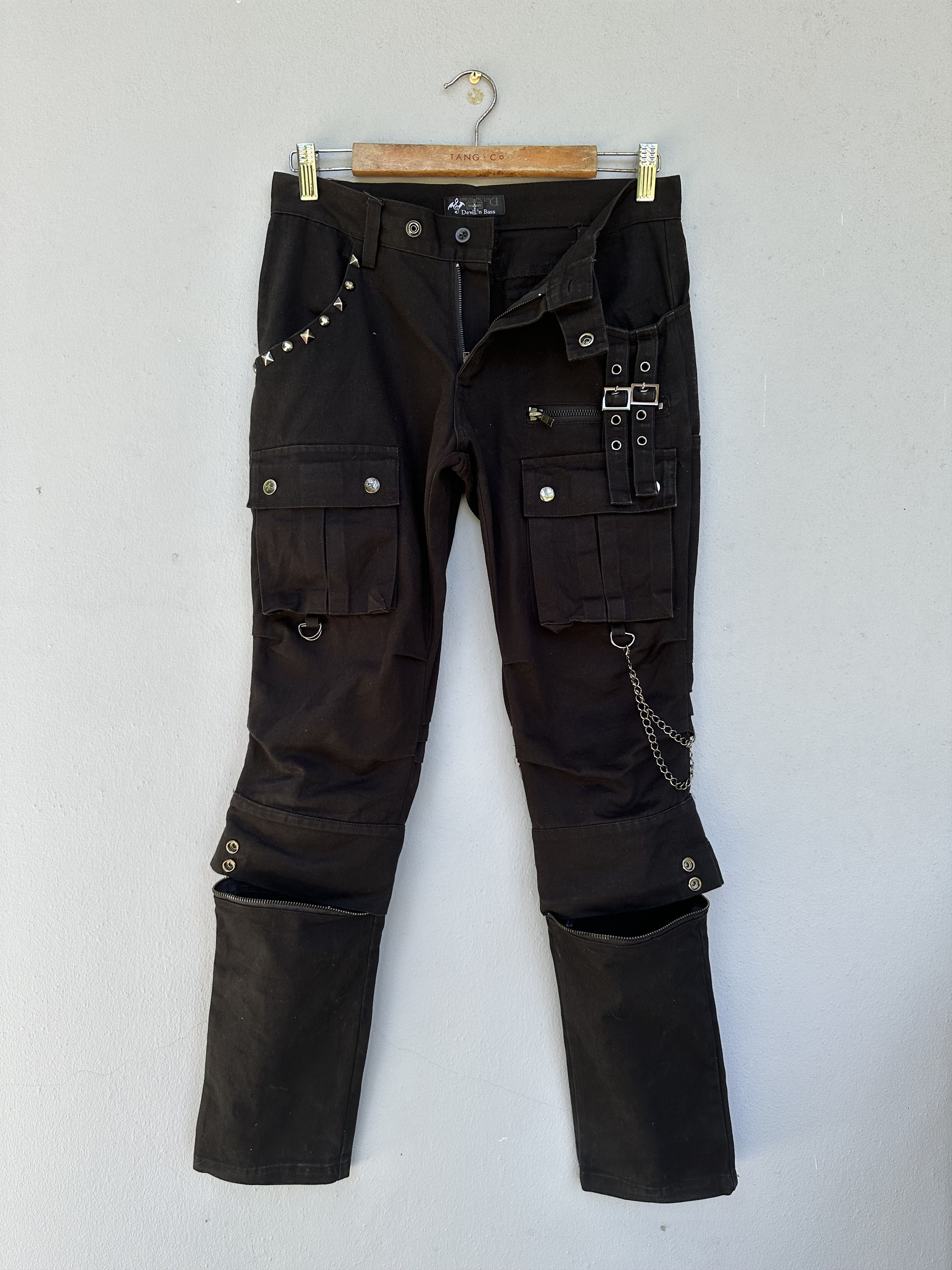 If Six Was Nine Vintage Seditionaries Devil & Bass Stud Zipper Cargo Pants Size US 29 - 1 Thumbnail
