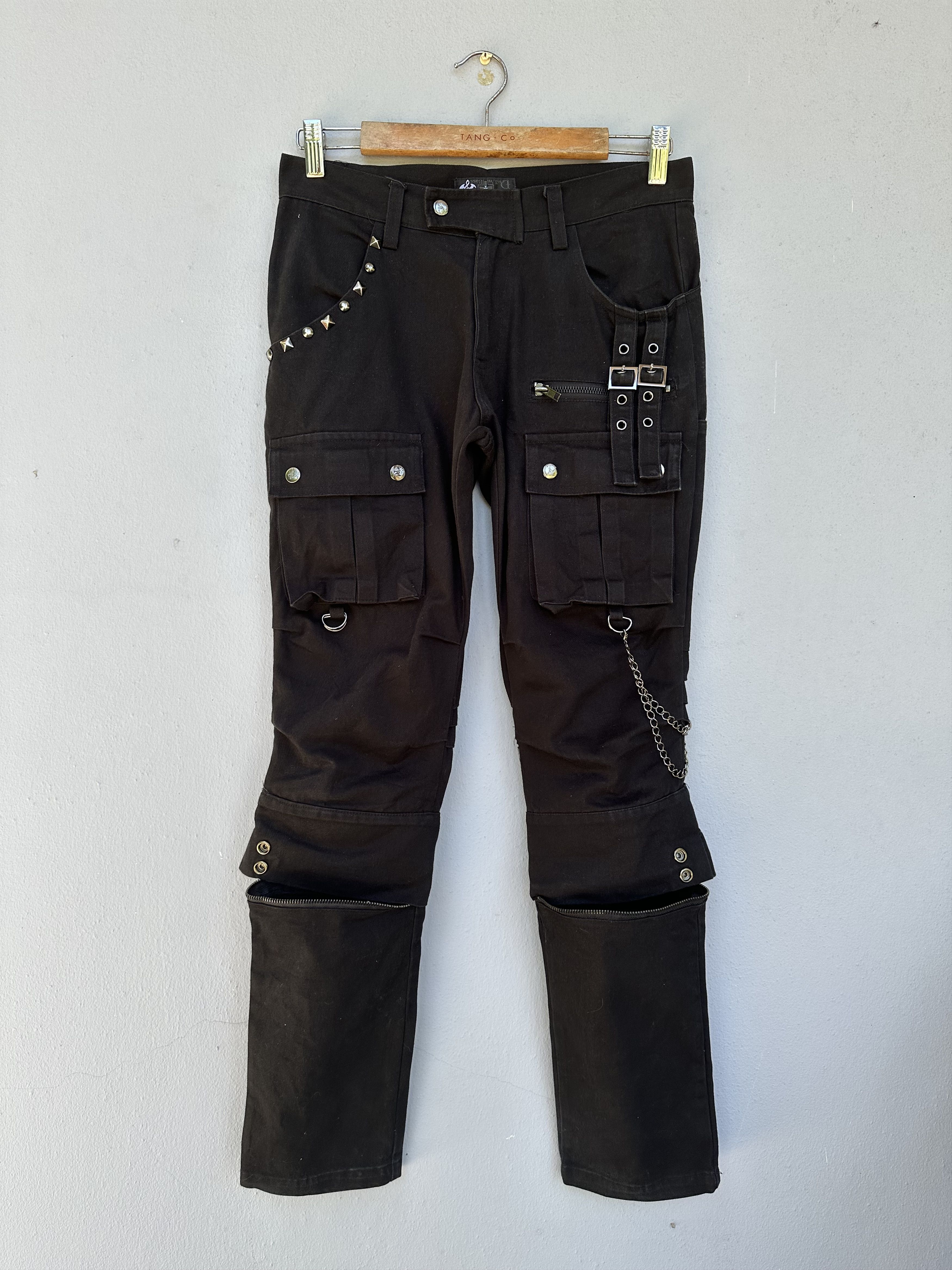 If Six Was Nine Vintage Seditionaries Devil & Bass Stud Zipper Cargo Pants Size US 29 - 2 Thumbnail