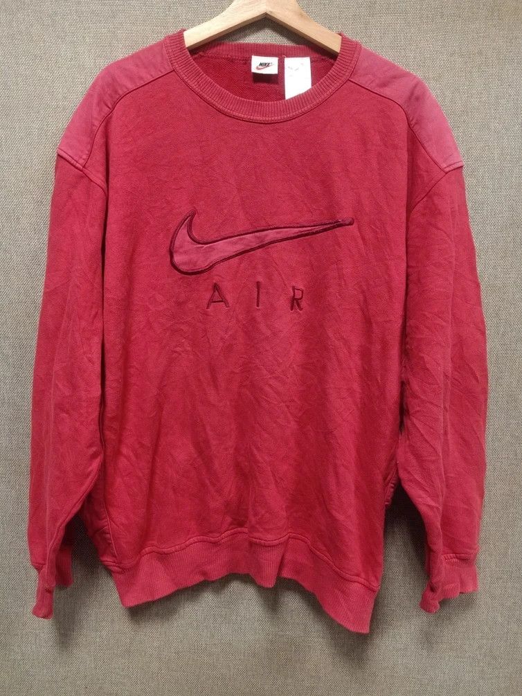 image of Vintage 90's Sweatshirt Nike Air Logo Embroidered, Men's (Size Medium)
