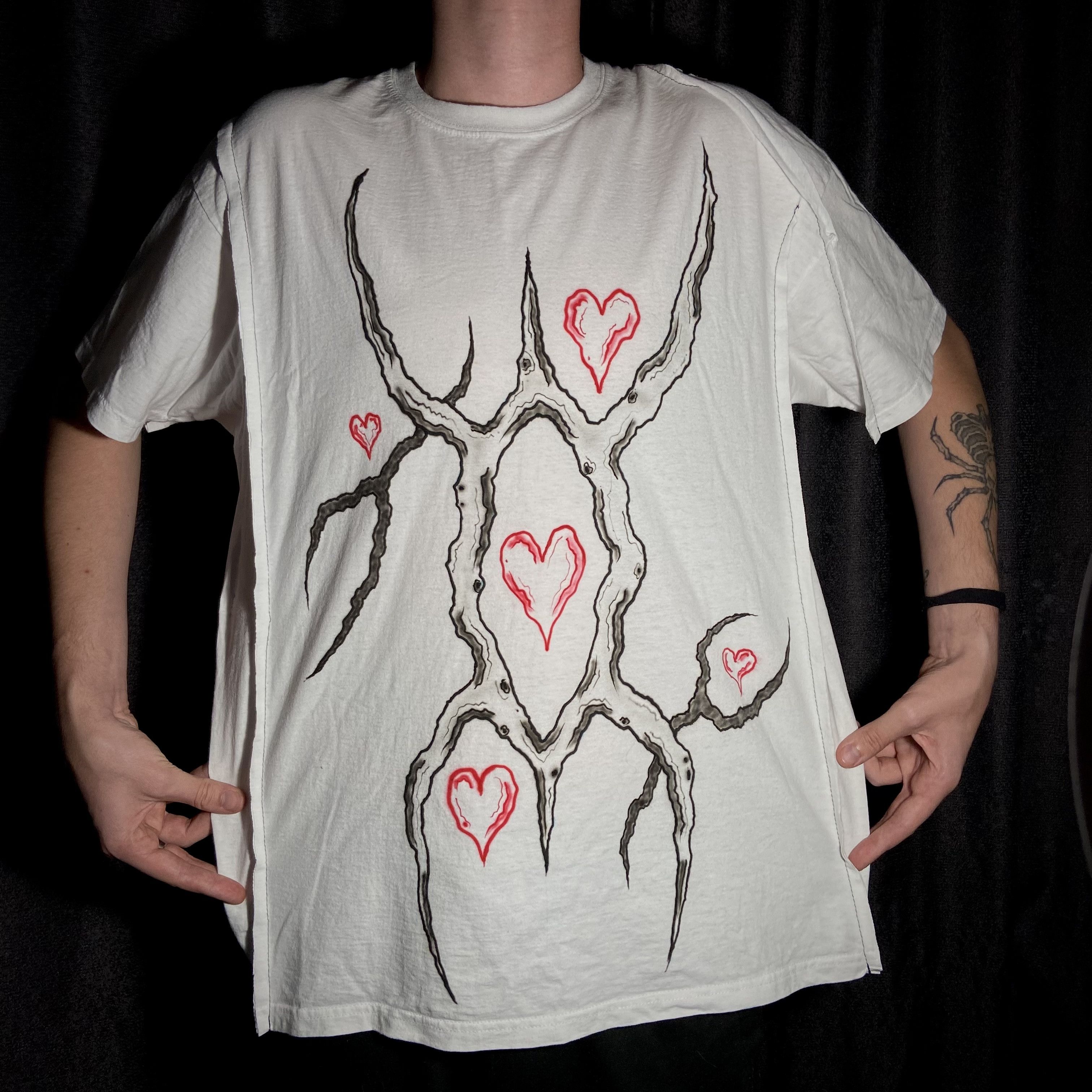 Handmade Streetwear Vintage Hearts Abstract Tribal Tee