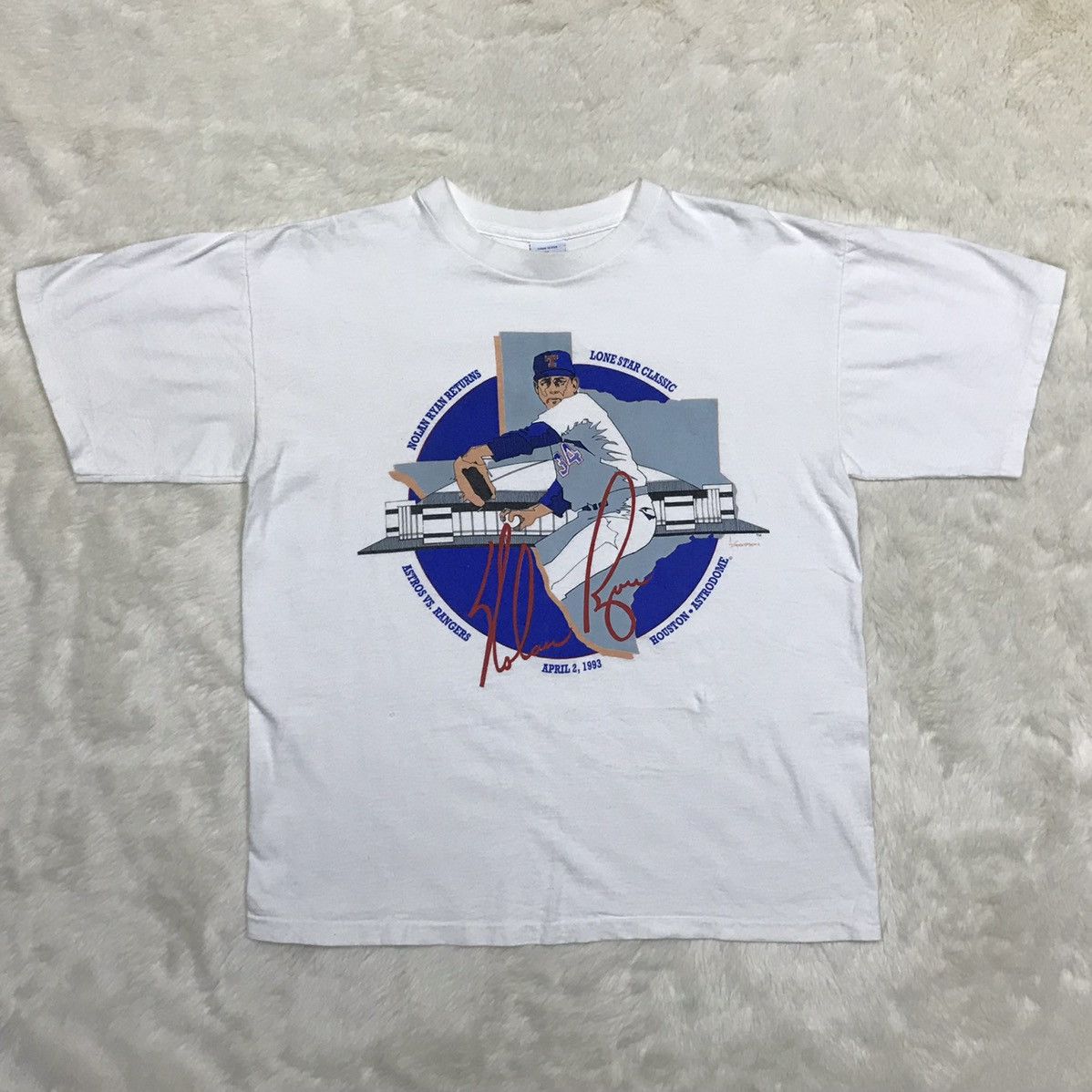 Other Vintage 90s Nolan Ryan Texas Rangers Single Stitch T-Shirt Size US XL / EU 56 / 4 - 3 Thumbnail