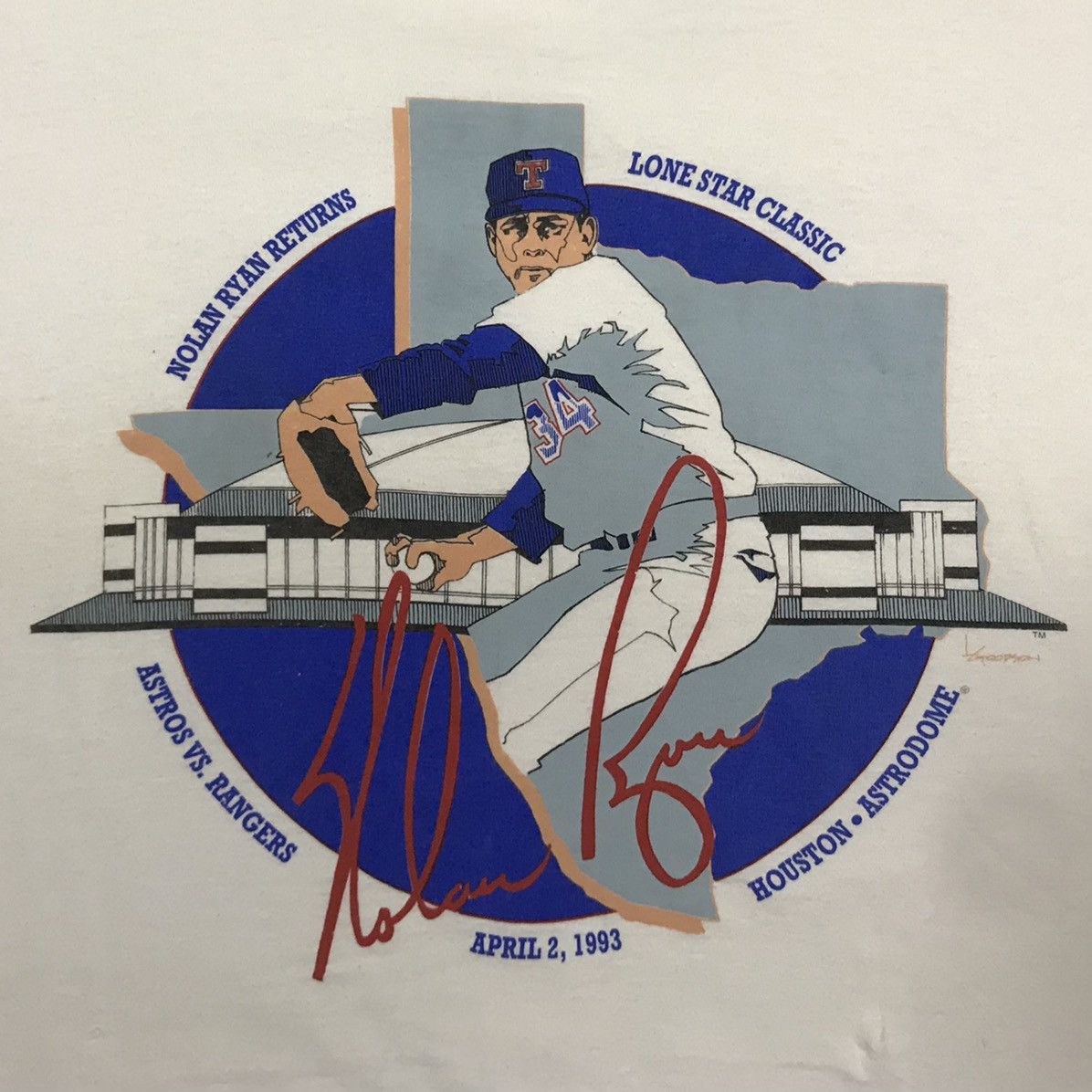 Other Vintage 90s Nolan Ryan Texas Rangers Single Stitch T-Shirt Size US XL / EU 56 / 4 - 2 Thumbnail