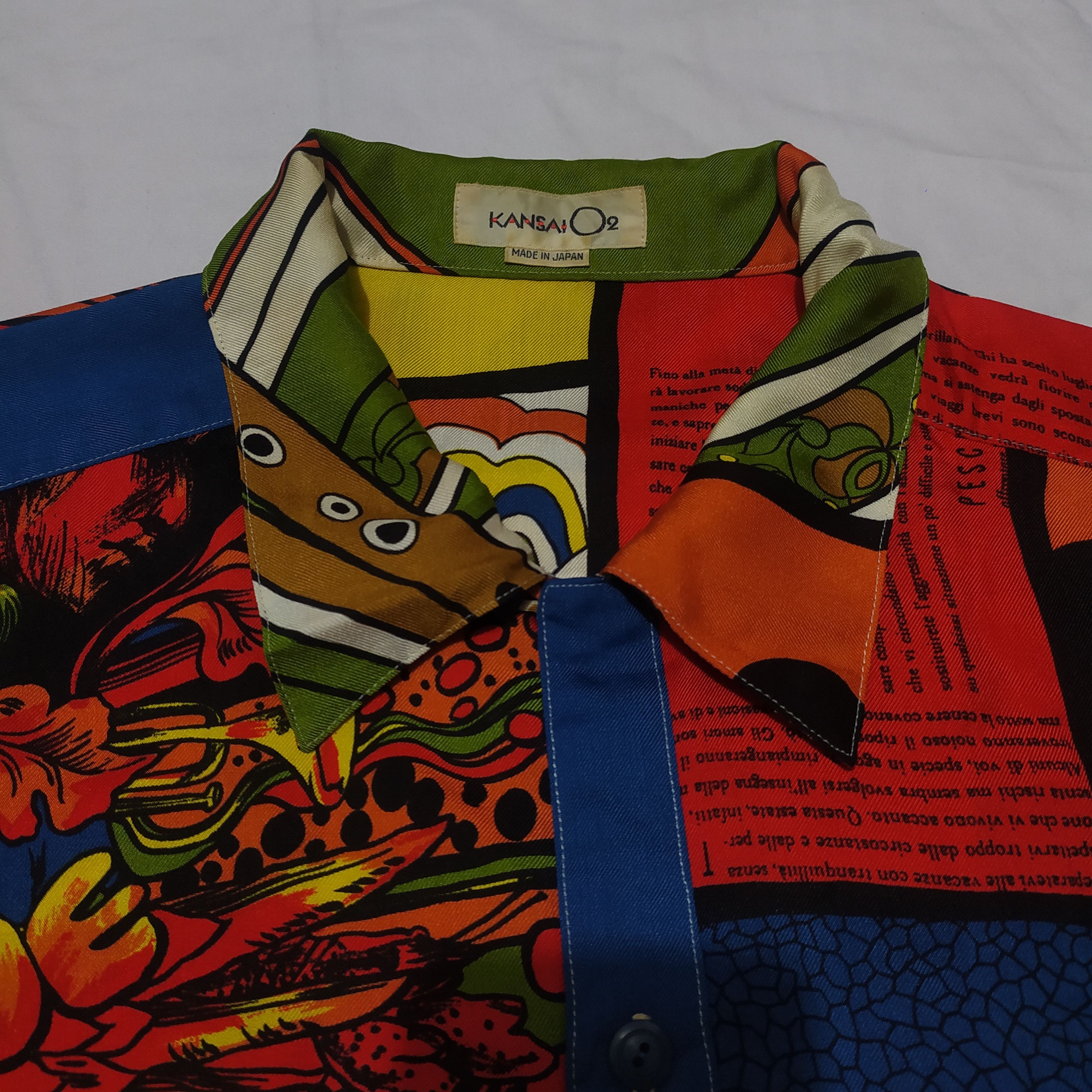 Kansai Yamamoto Vintage 90s Kansai Yamamoto O2 all over print button shirt Size US M / EU 48-50 / 2 - 10 Thumbnail