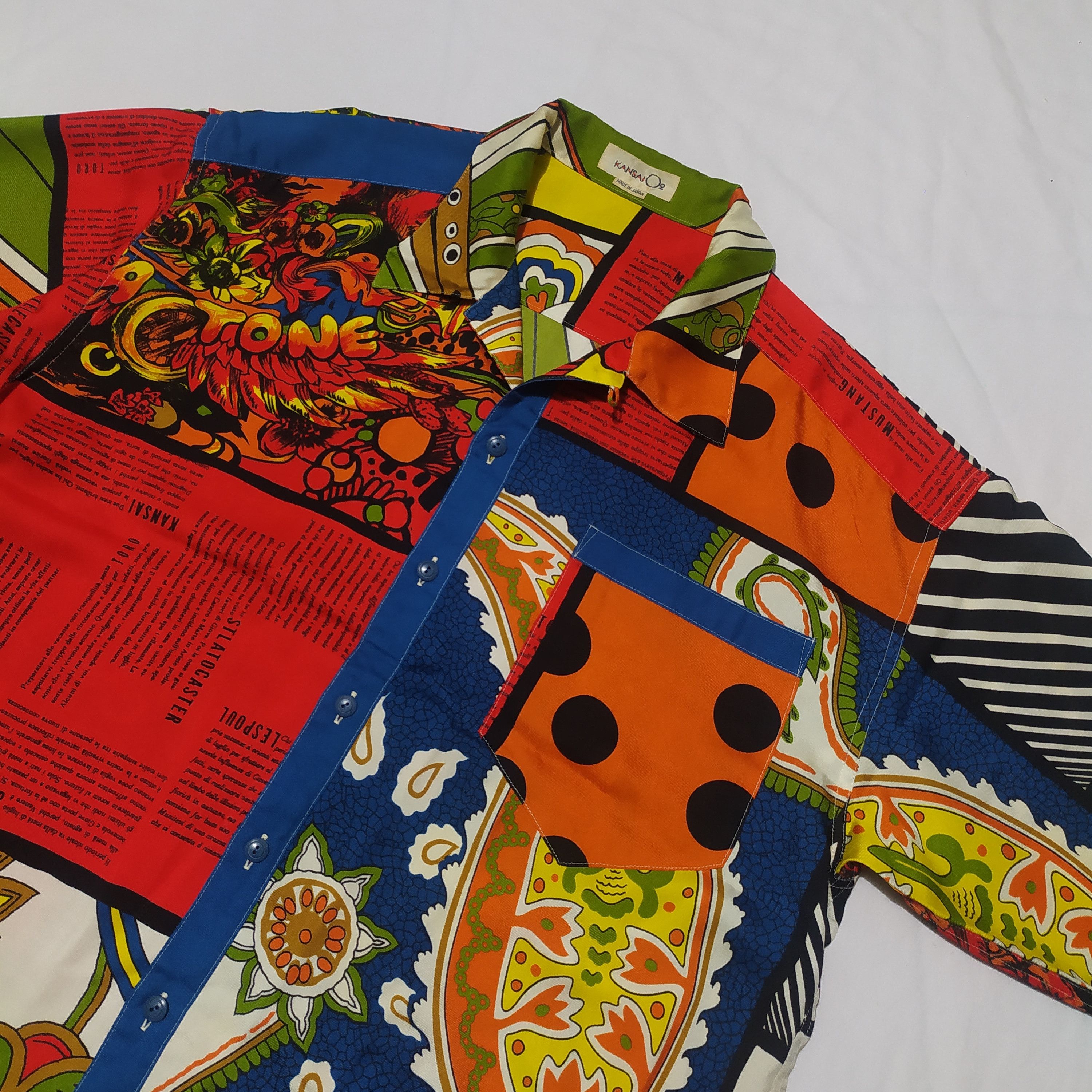 Kansai Yamamoto Vintage 90s Kansai Yamamoto O2 all over print button shirt Size US M / EU 48-50 / 2 - 3 Thumbnail