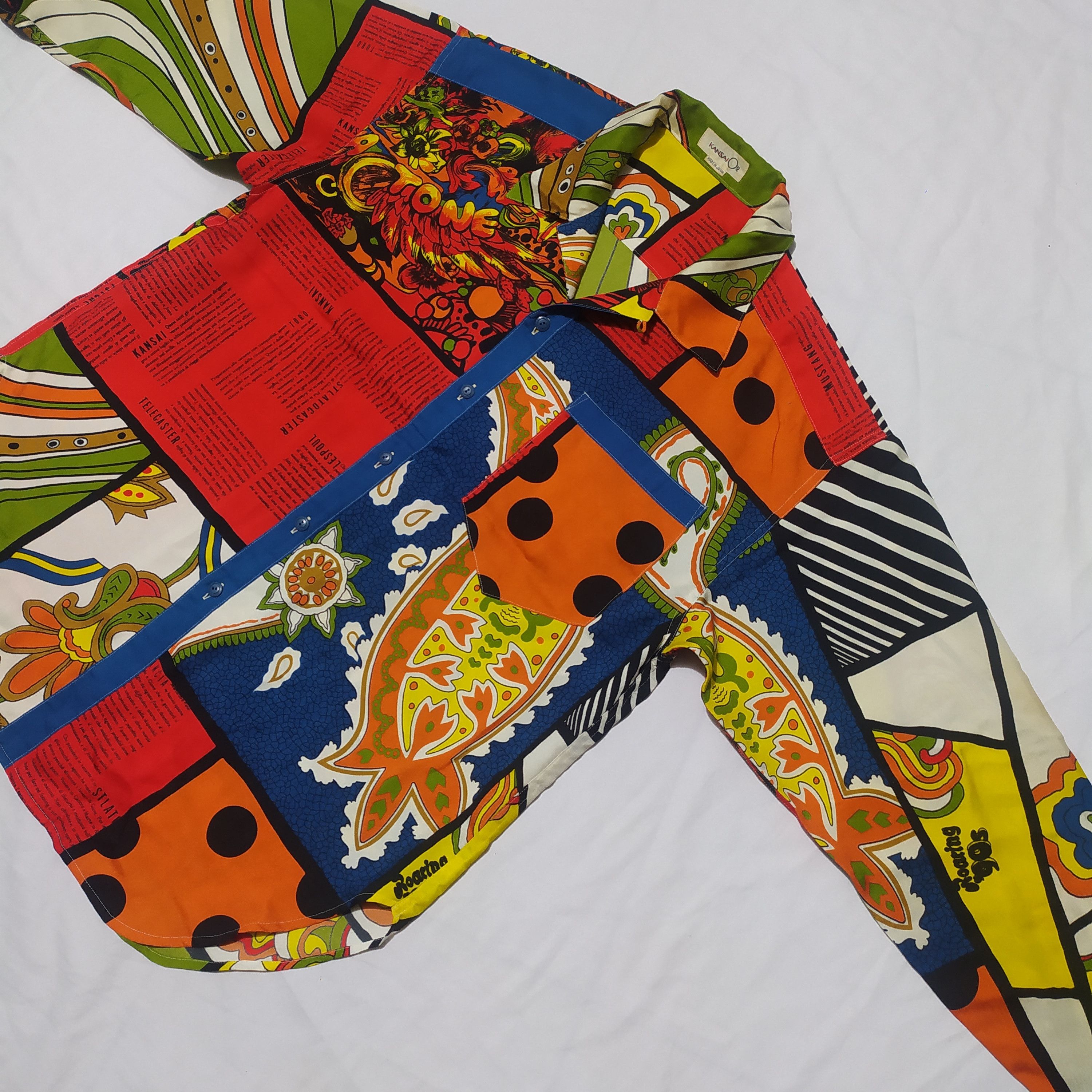 Kansai Yamamoto Vintage 90s Kansai Yamamoto O2 all over print button shirt Size US M / EU 48-50 / 2 - 7 Thumbnail