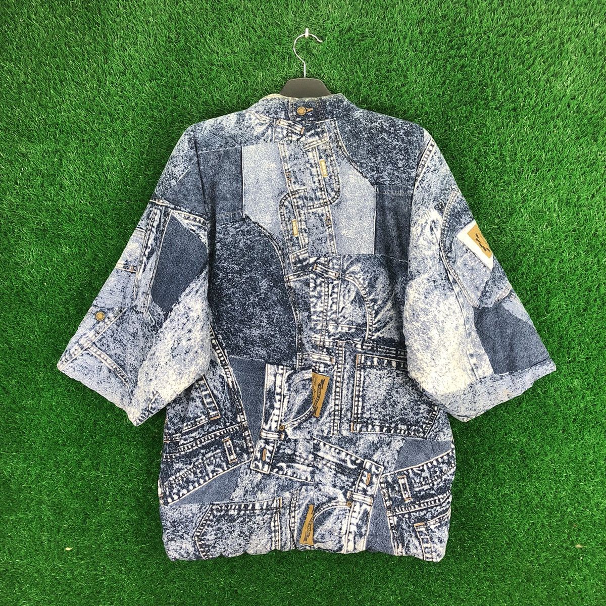 Japanese Brand Vintage Kimono Cardigan Fullprint Denim Patchwork by Kuwano Size US L / EU 52-54 / 3 - 4 Thumbnail