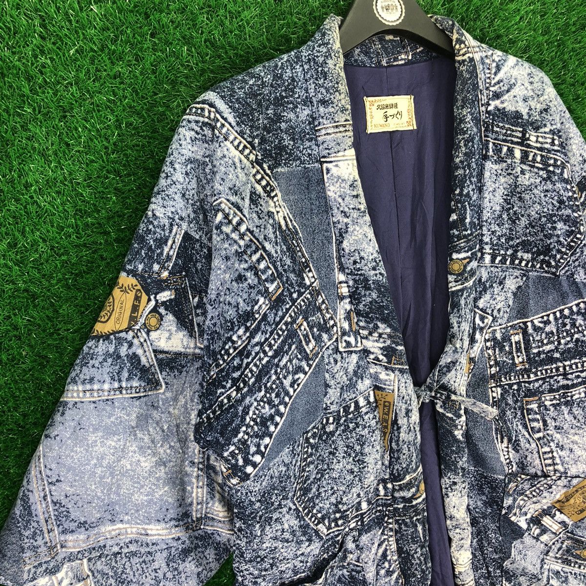 Japanese Brand Vintage Kimono Cardigan Fullprint Denim Patchwork by Kuwano Size US L / EU 52-54 / 3 - 2 Thumbnail