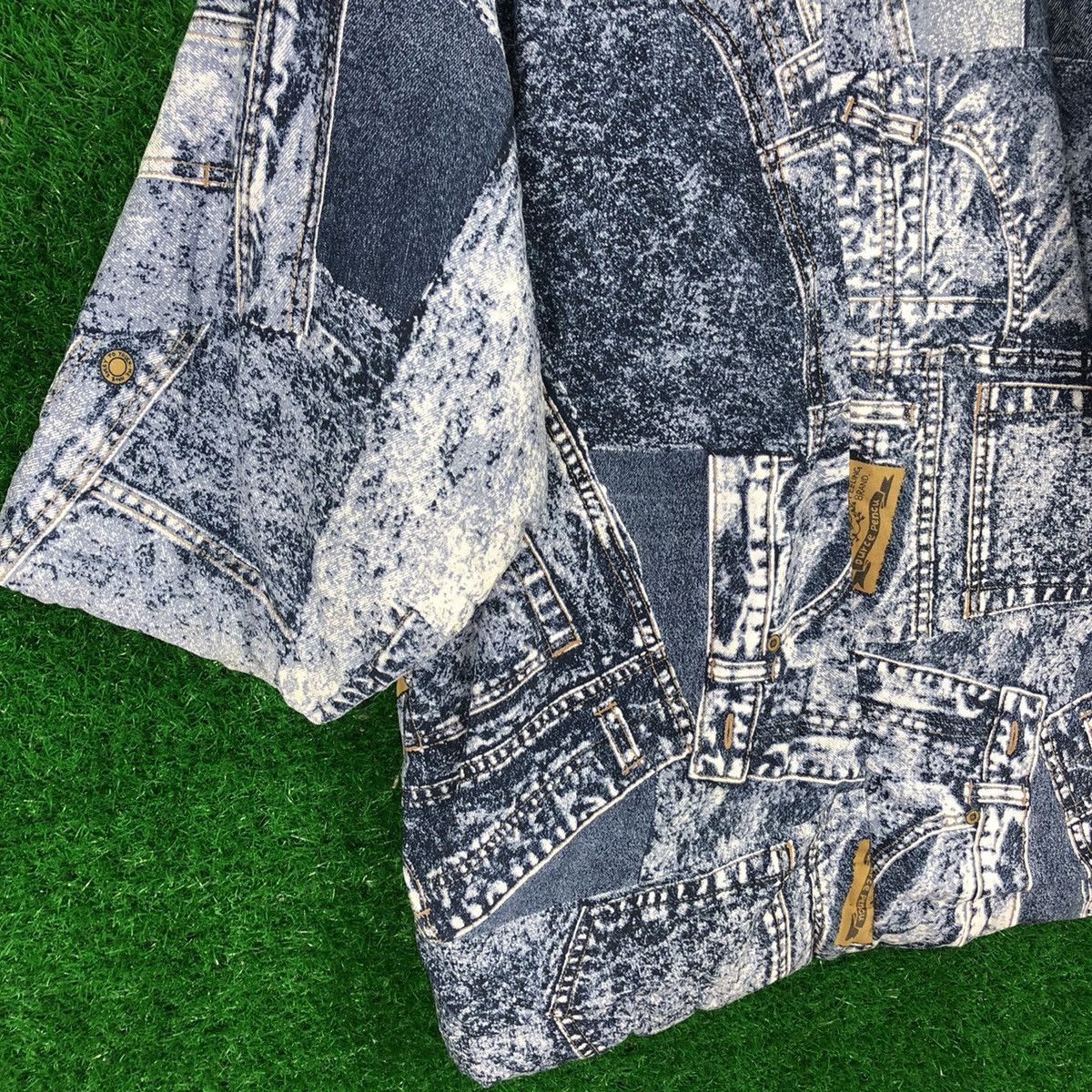 Japanese Brand Vintage Kimono Cardigan Fullprint Denim Patchwork by Kuwano Size US L / EU 52-54 / 3 - 6 Thumbnail