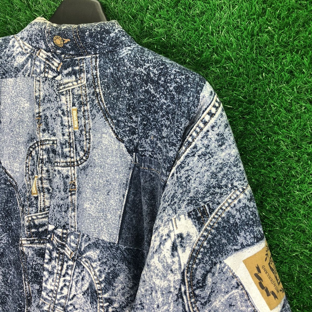 Japanese Brand Vintage Kimono Cardigan Fullprint Denim Patchwork by Kuwano Size US L / EU 52-54 / 3 - 5 Thumbnail