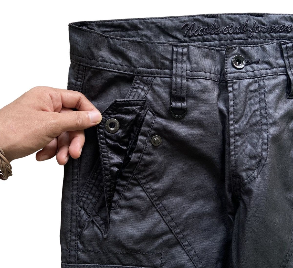 20471120 × Japanese Brand Nicole Club For Men Tactical Multi Pocket Cargo Coated Pants Size US 30 / EU 46 - 3 Thumbnail