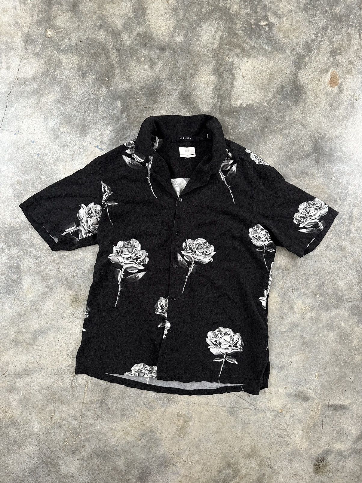 image of Ksubi Chrome Roses Camp Collar Shirt Black Sz. Small, Men's