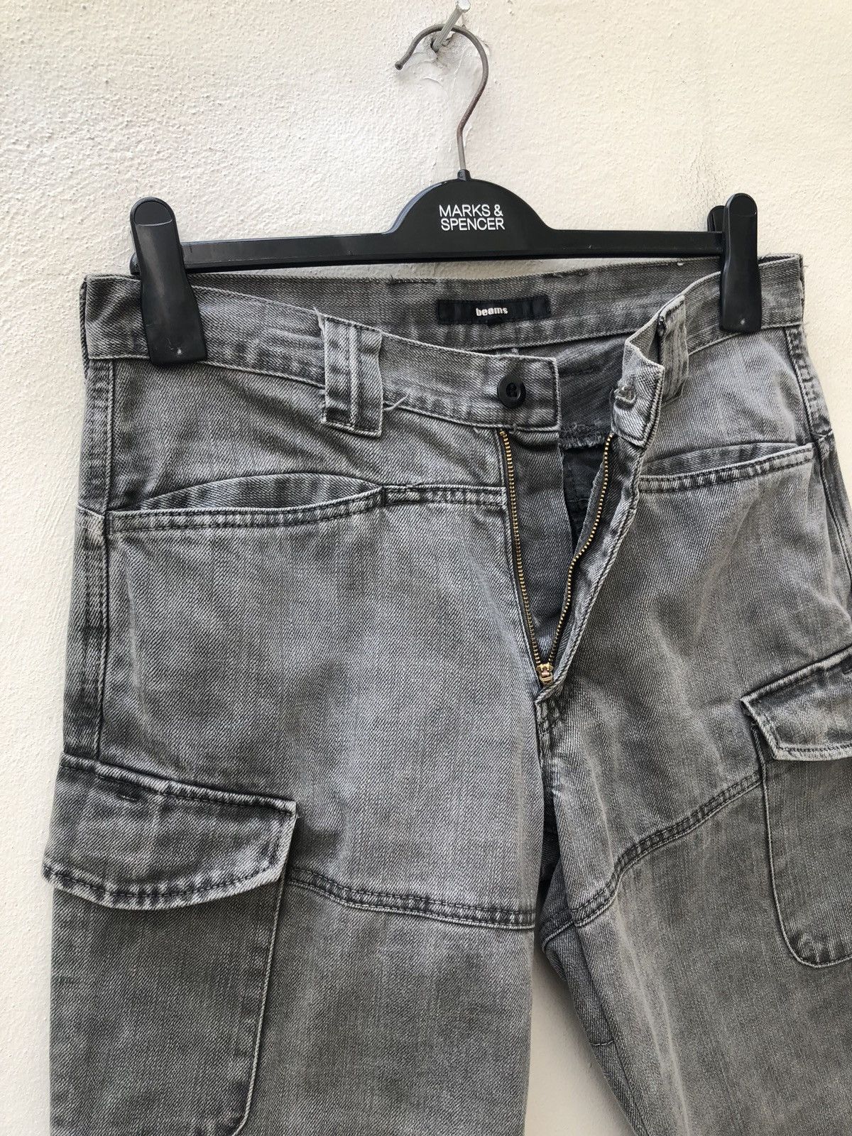 Beams Plus Vintage Beams Made in Japan Cargo Faded Black Denim Size US 30 / EU 46 - 3 Thumbnail