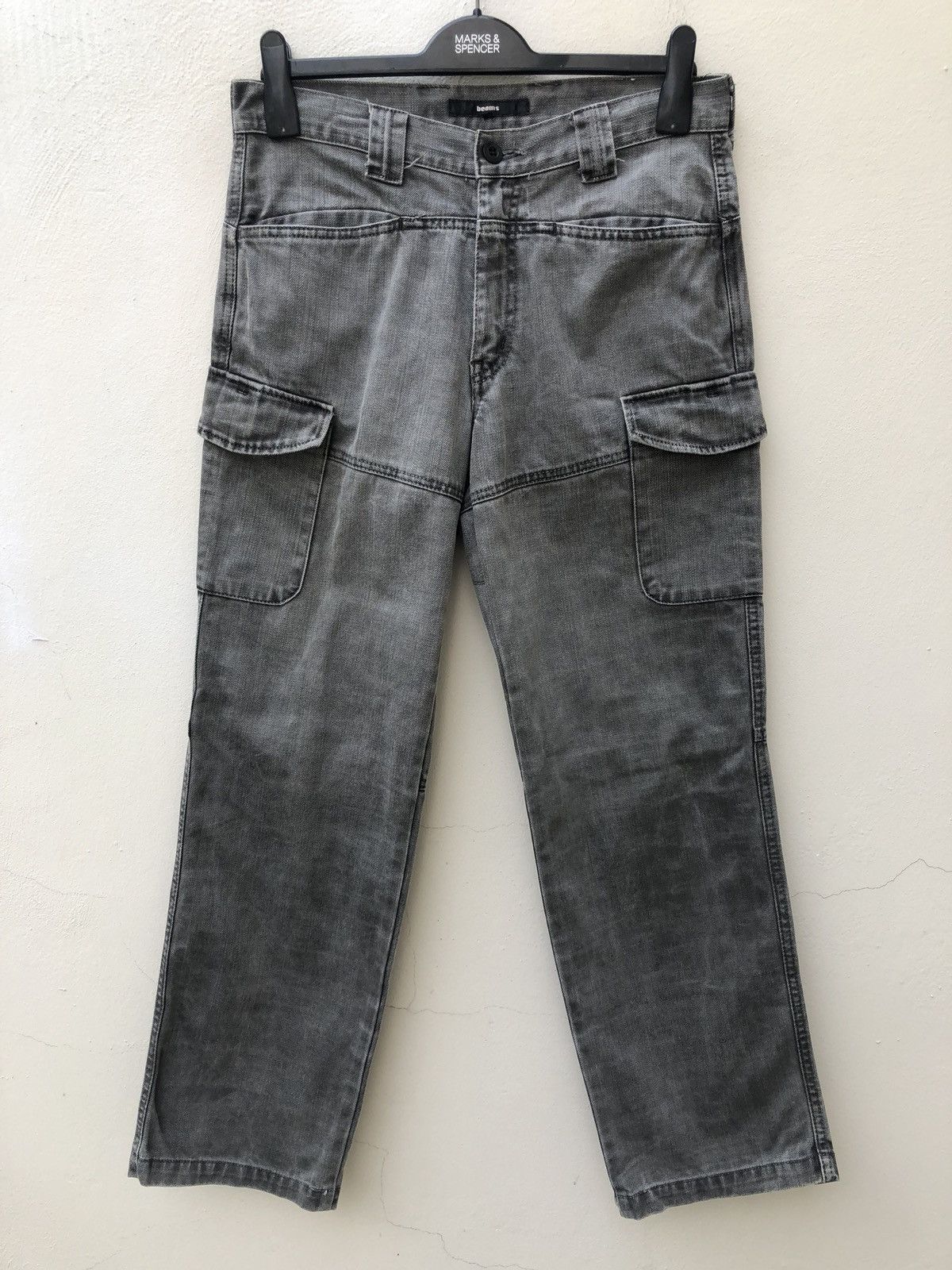 Beams Plus Vintage Beams Made in Japan Cargo Faded Black Denim Size US 30 / EU 46 - 1 Thumbnail