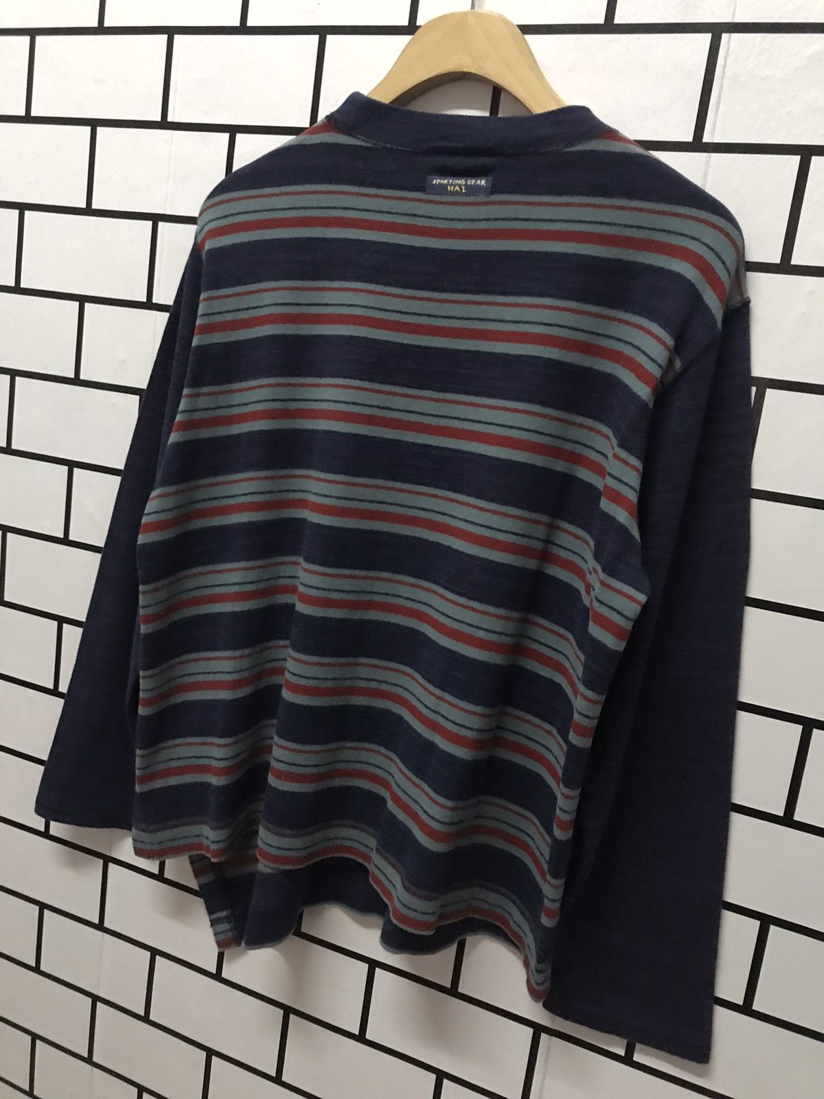 Hai Sporting Gear × Issey Miyake Vintage Hai Sporting Gear tilted stripe long sleeve tee Size US M / EU 48-50 / 2 - 8 Thumbnail