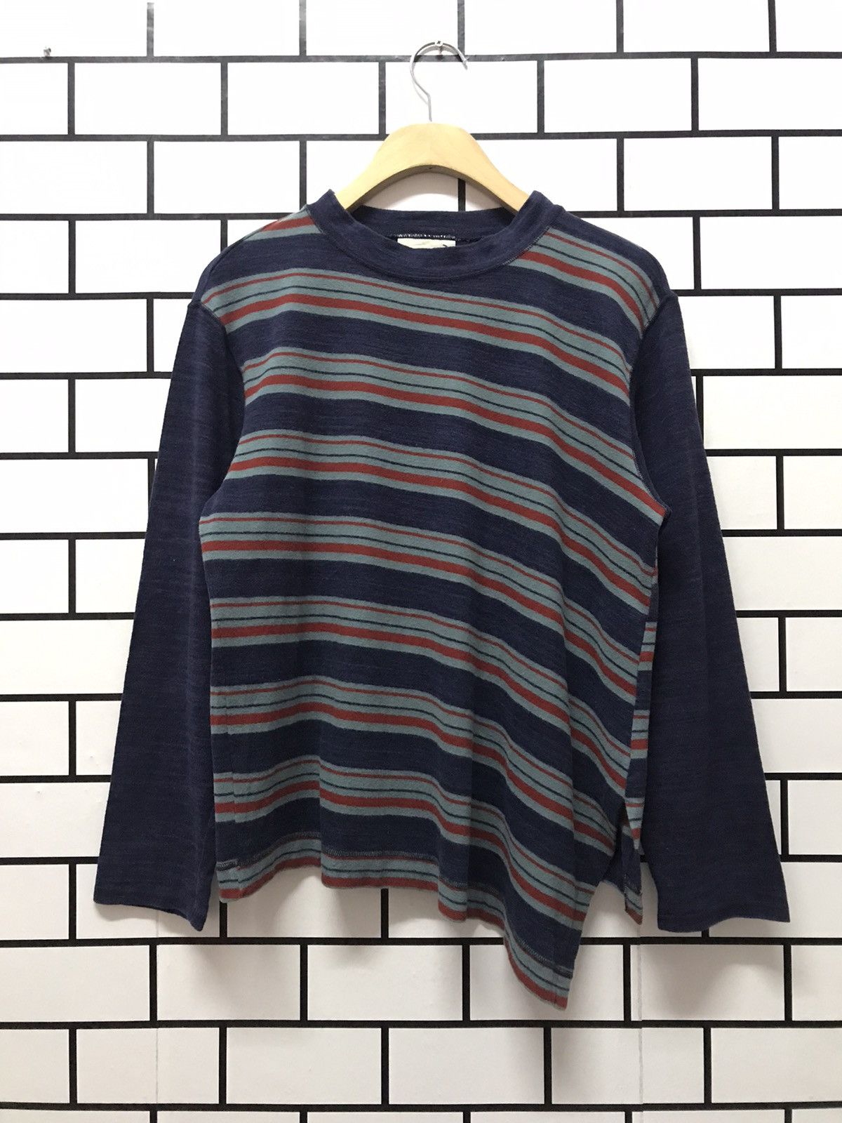Hai Sporting Gear × Issey Miyake Vintage Hai Sporting Gear tilted stripe long sleeve tee Size US M / EU 48-50 / 2 - 1 Thumbnail