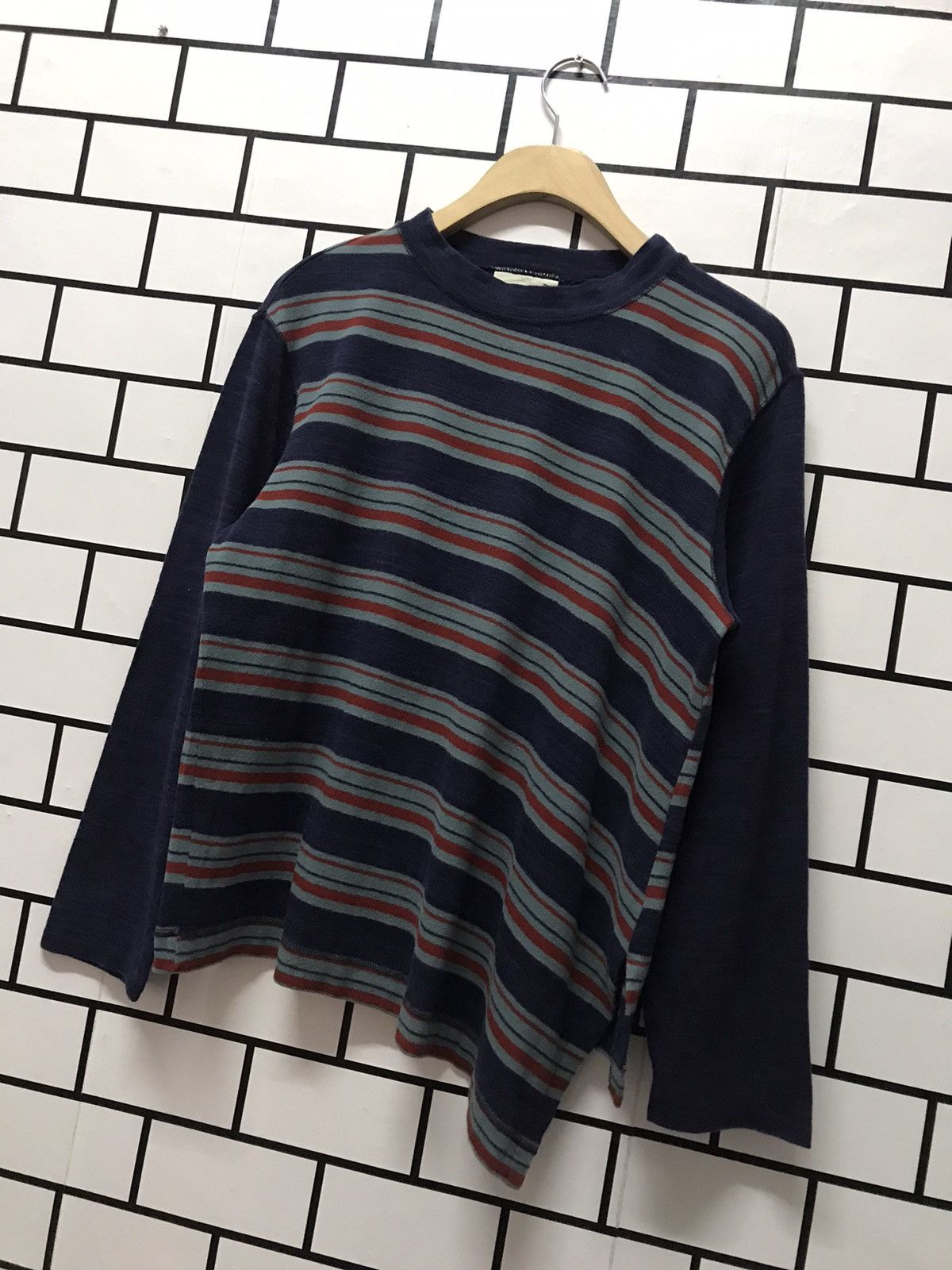 Hai Sporting Gear × Issey Miyake Vintage Hai Sporting Gear tilted stripe long sleeve tee Size US M / EU 48-50 / 2 - 2 Thumbnail