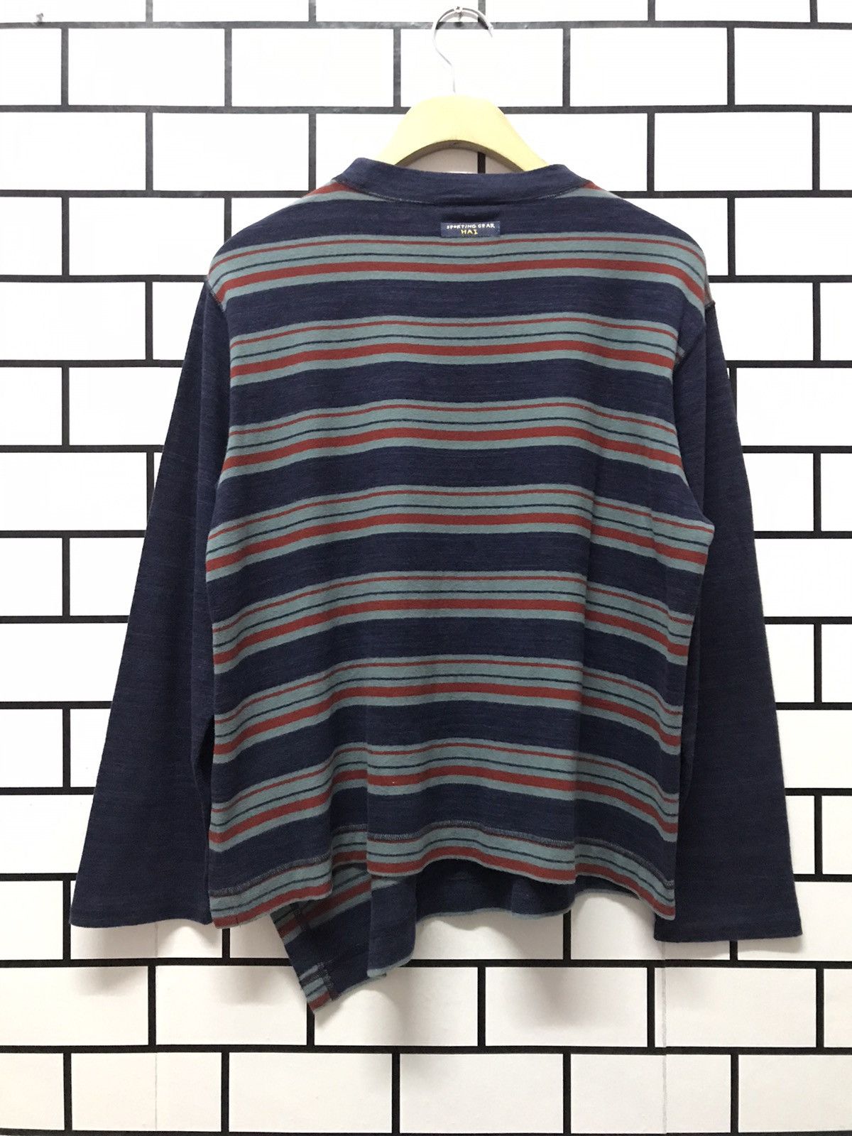 Hai Sporting Gear × Issey Miyake Vintage Hai Sporting Gear tilted stripe long sleeve tee Size US M / EU 48-50 / 2 - 7 Thumbnail