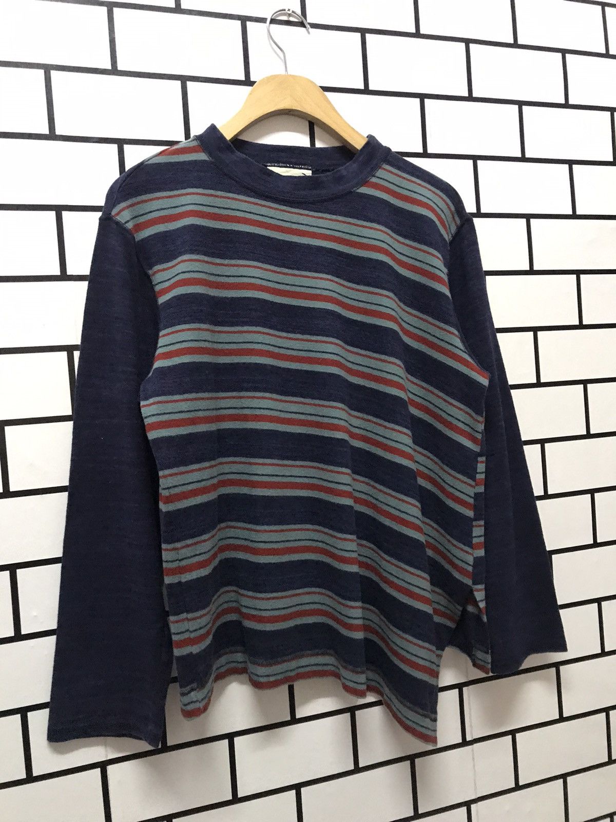 Hai Sporting Gear × Issey Miyake Vintage Hai Sporting Gear tilted stripe long sleeve tee Size US M / EU 48-50 / 2 - 3 Thumbnail