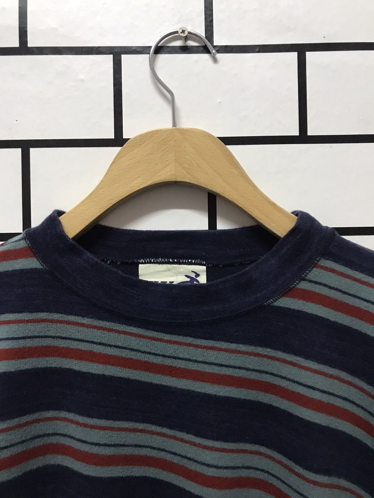 Hai Sporting Gear × Issey Miyake Vintage Hai Sporting Gear tilted stripe long sleeve tee Size US M / EU 48-50 / 2 - 11 Thumbnail