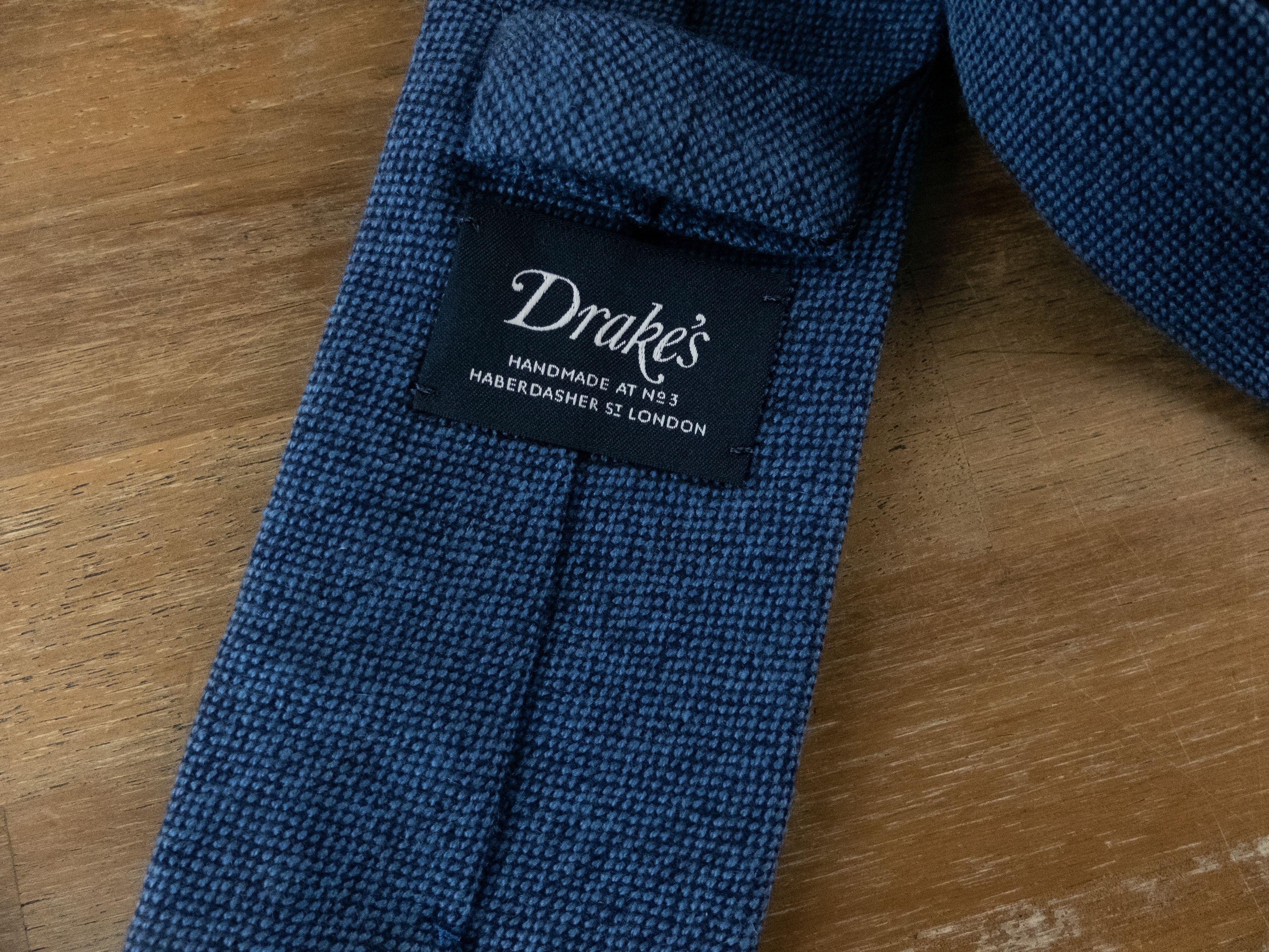 Drake's DRAKE'S of London hand made woven blue pure cashmere tie q Size ONE SIZE - 3 Thumbnail