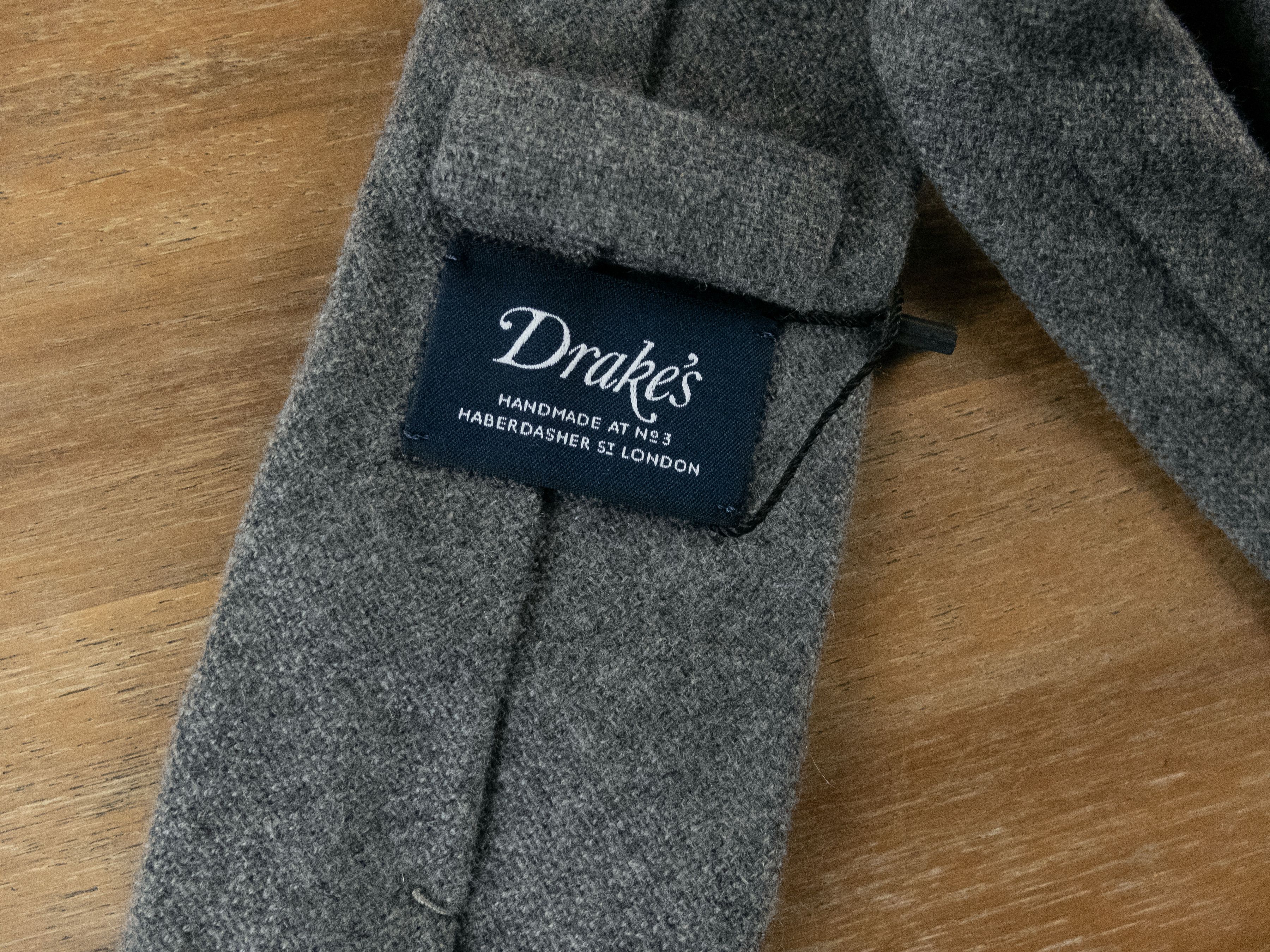 Drake's DRAKE'S of London hand made woven gray pure cashmere tie q Size ONE SIZE - 3 Thumbnail