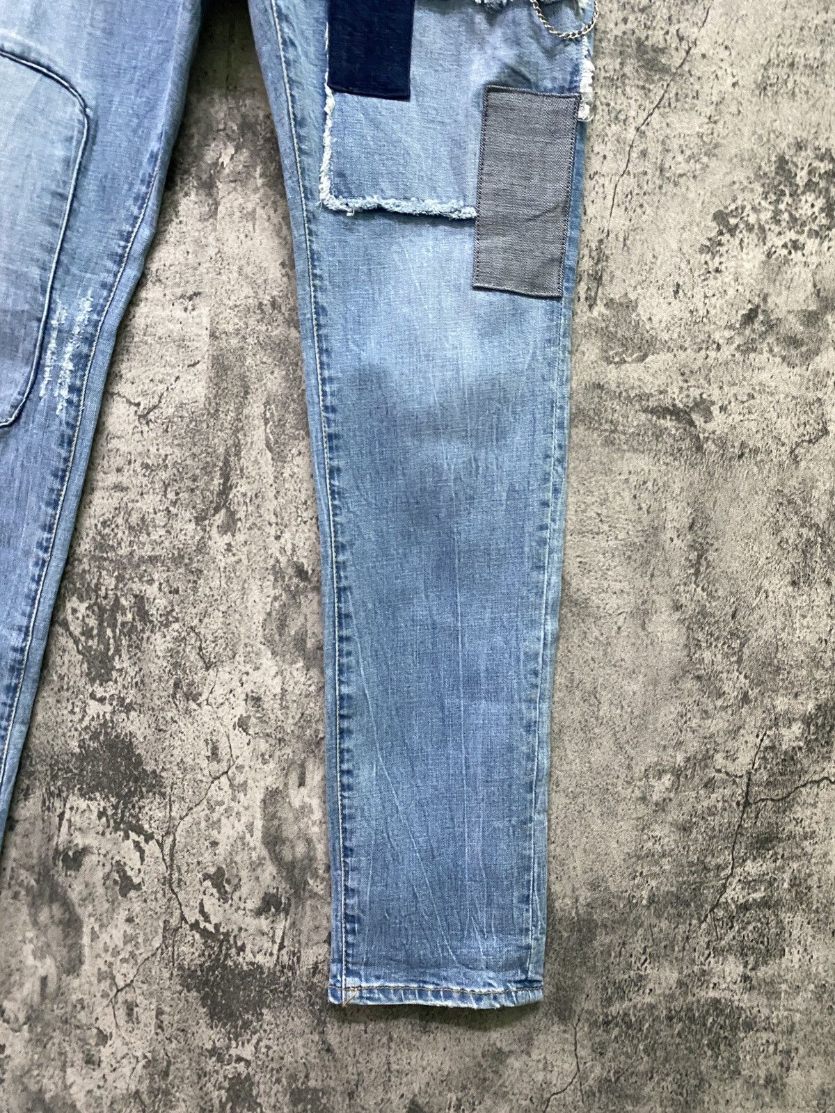 Designer GET USED Distressed Patchwork Skinny Kapital Style Denim Size US 32 / EU 48 - 7 Thumbnail