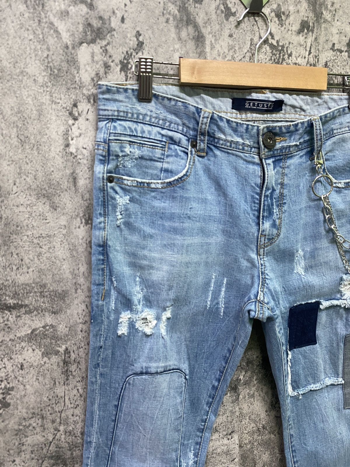 Designer GET USED Distressed Patchwork Skinny Kapital Style Denim Size US 32 / EU 48 - 4 Thumbnail