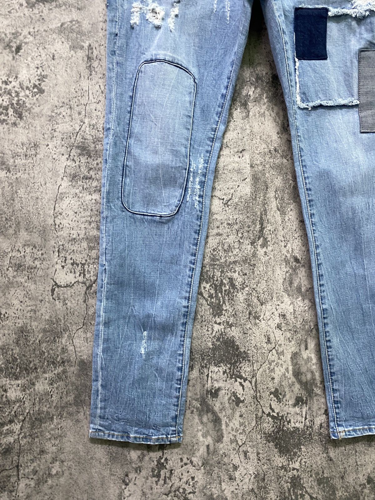 Designer GET USED Distressed Patchwork Skinny Kapital Style Denim Size US 32 / EU 48 - 6 Thumbnail