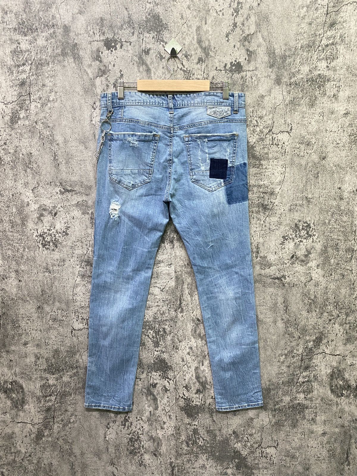 Designer GET USED Distressed Patchwork Skinny Kapital Style Denim Size US 32 / EU 48 - 2 Thumbnail