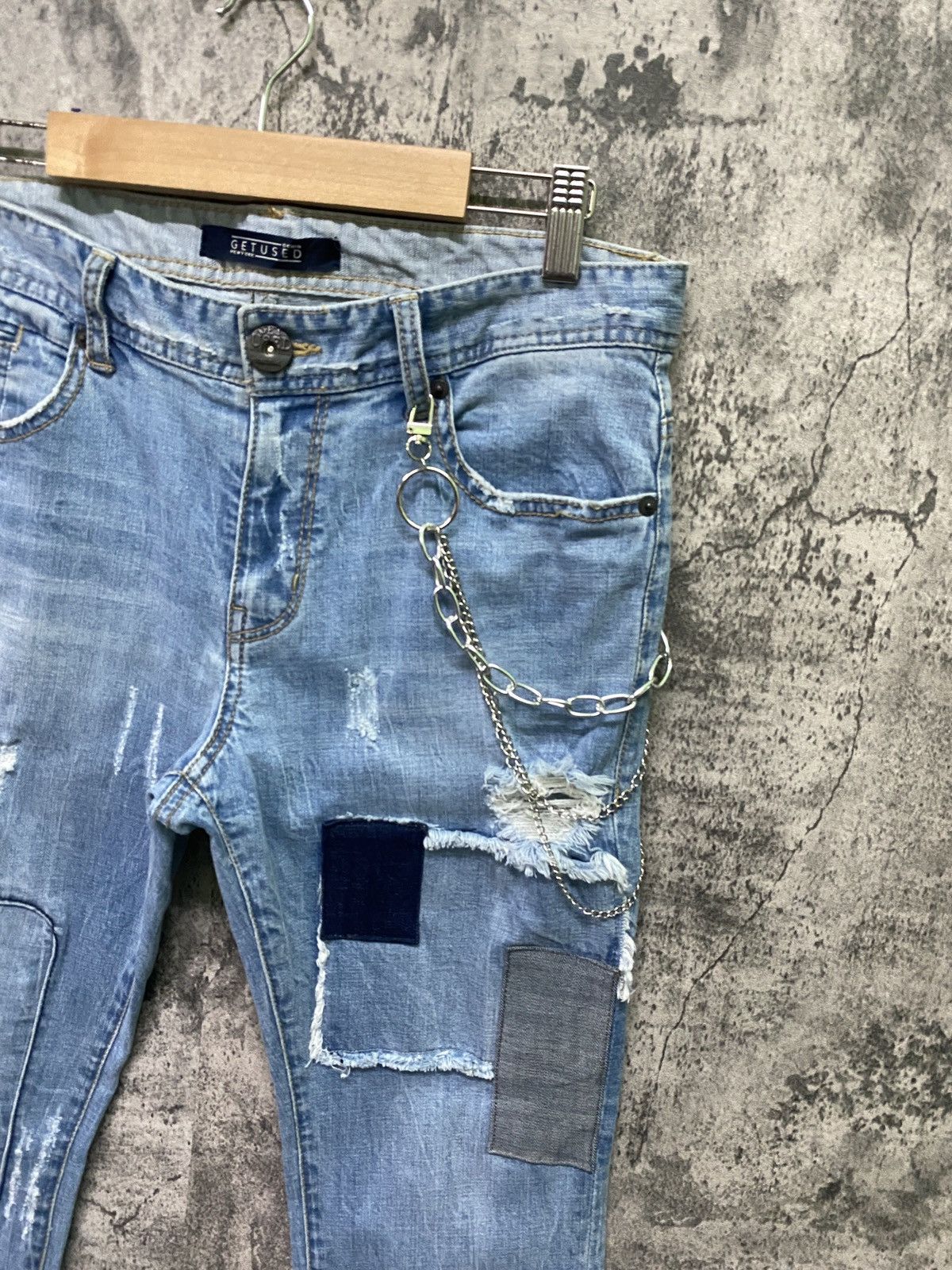 Designer GET USED Distressed Patchwork Skinny Kapital Style Denim Size US 32 / EU 48 - 5 Thumbnail