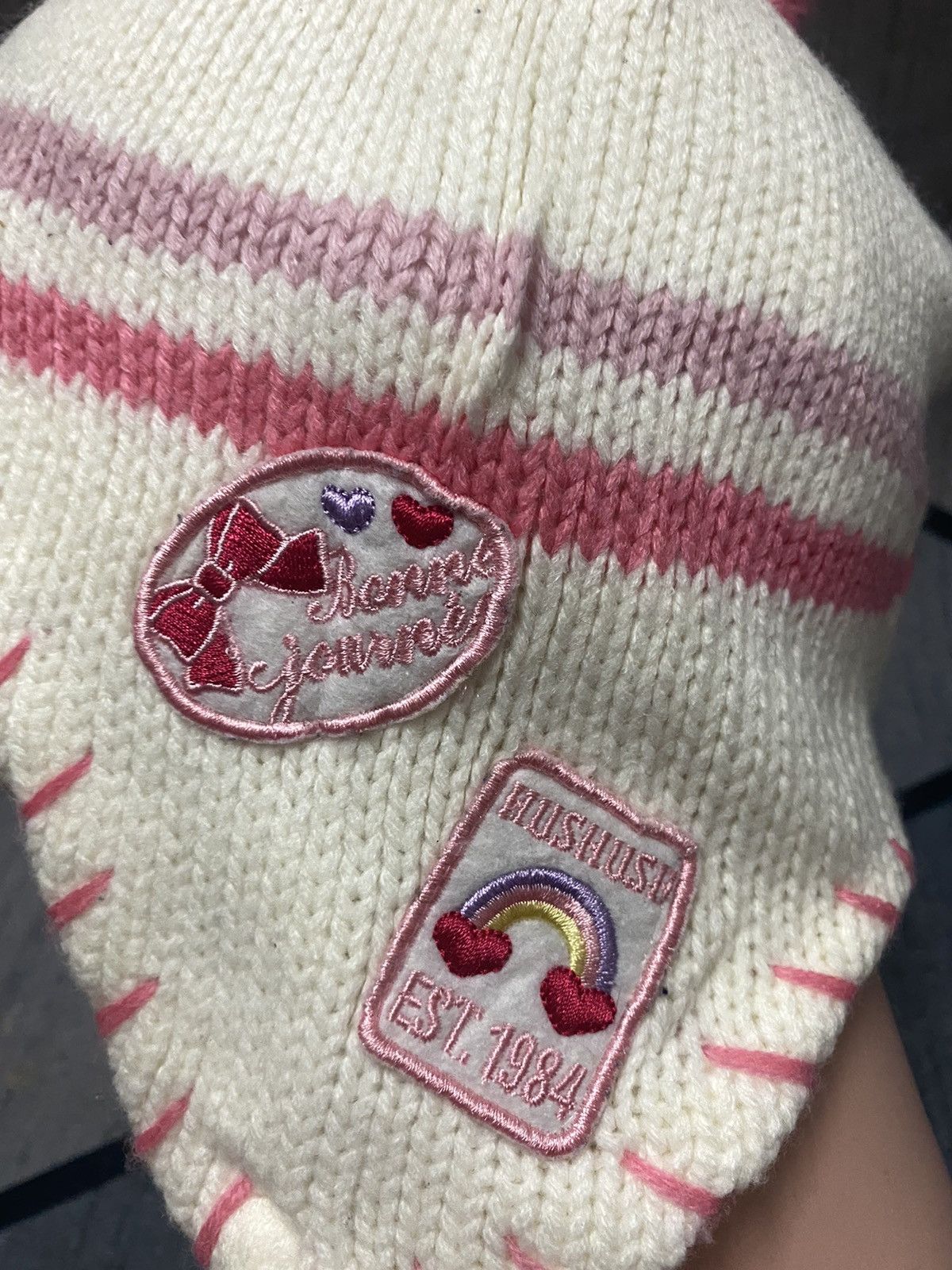 Japanese Brand Hush Hush Stripe Design Beanie Hat Size ONE SIZE - 3 Thumbnail