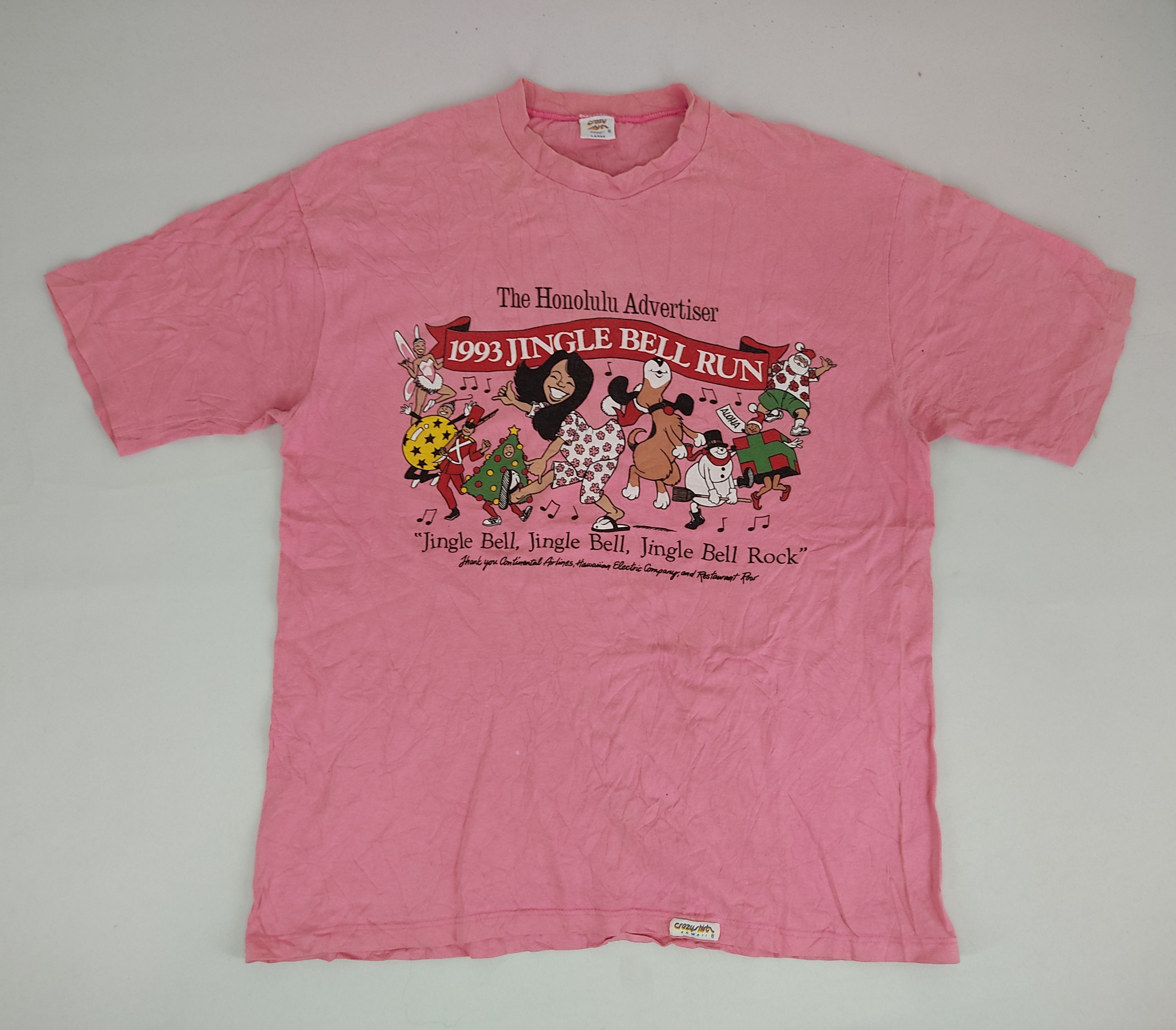 Vintage Vintage 90s Jingle Bell Run The Honolulu Advertiser Tee Art Size US L / EU 52-54 / 3 - 1 Thumbnail