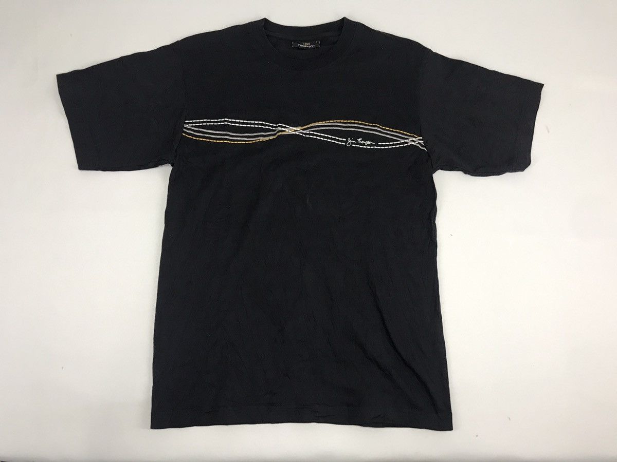 image of Vintage Jim Thompson Spell Out Logo Art Design Printed Tee in Black, Men's (Size Small)