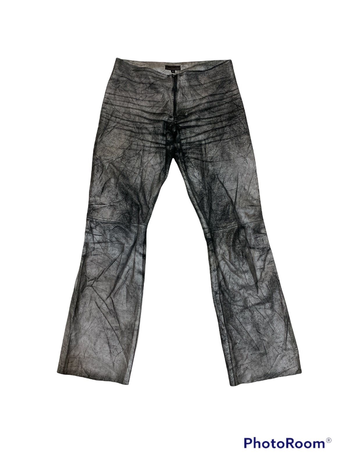 Bcbgmaxazria METALLIC SILVER COW LEATHER PANTS Size US 30 / EU 46 - 1 Thumbnail