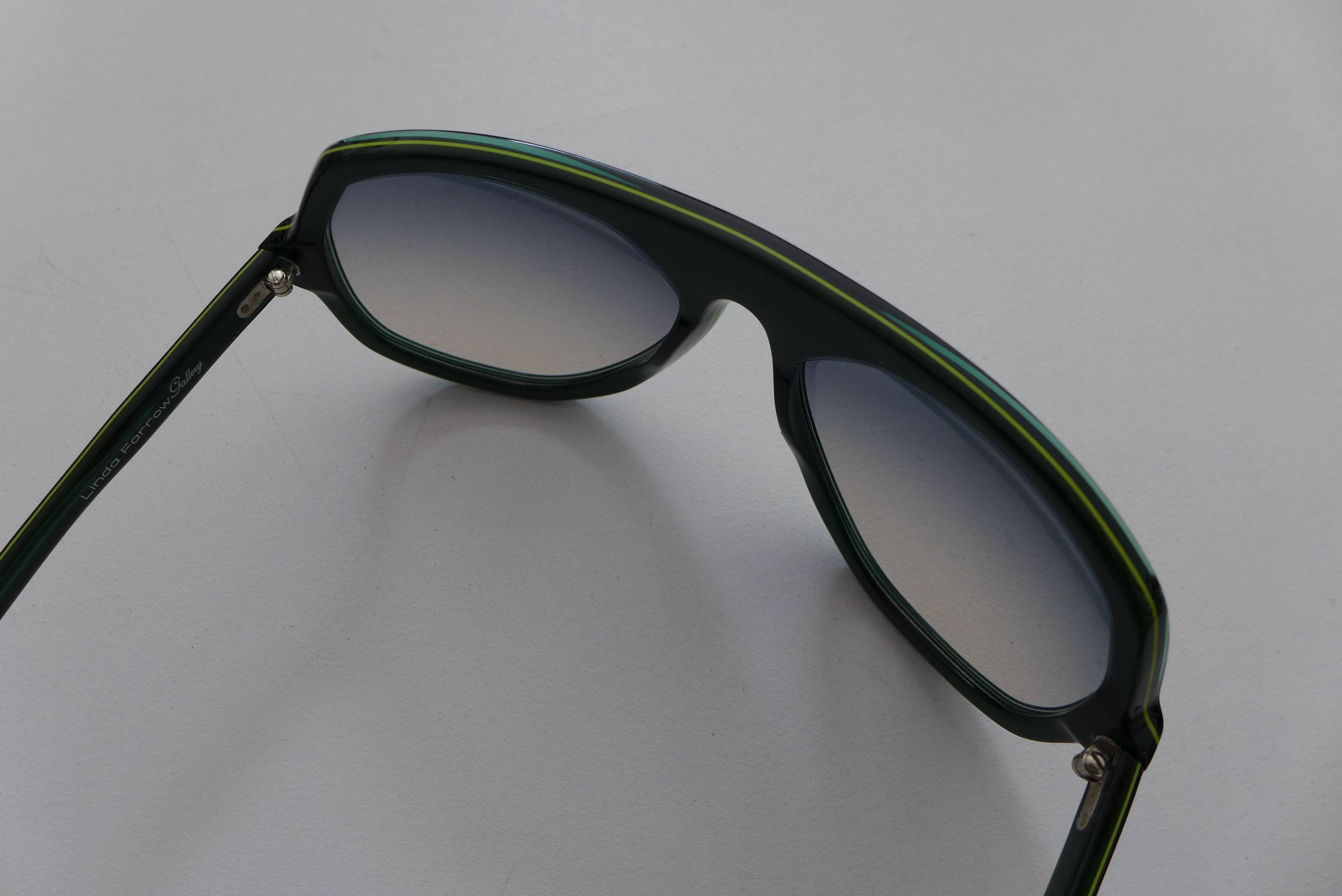 Linda Farrow Raf Simons Angular Aviator Sunglasses -- Dark Green Size ONE SIZE - 8 Thumbnail