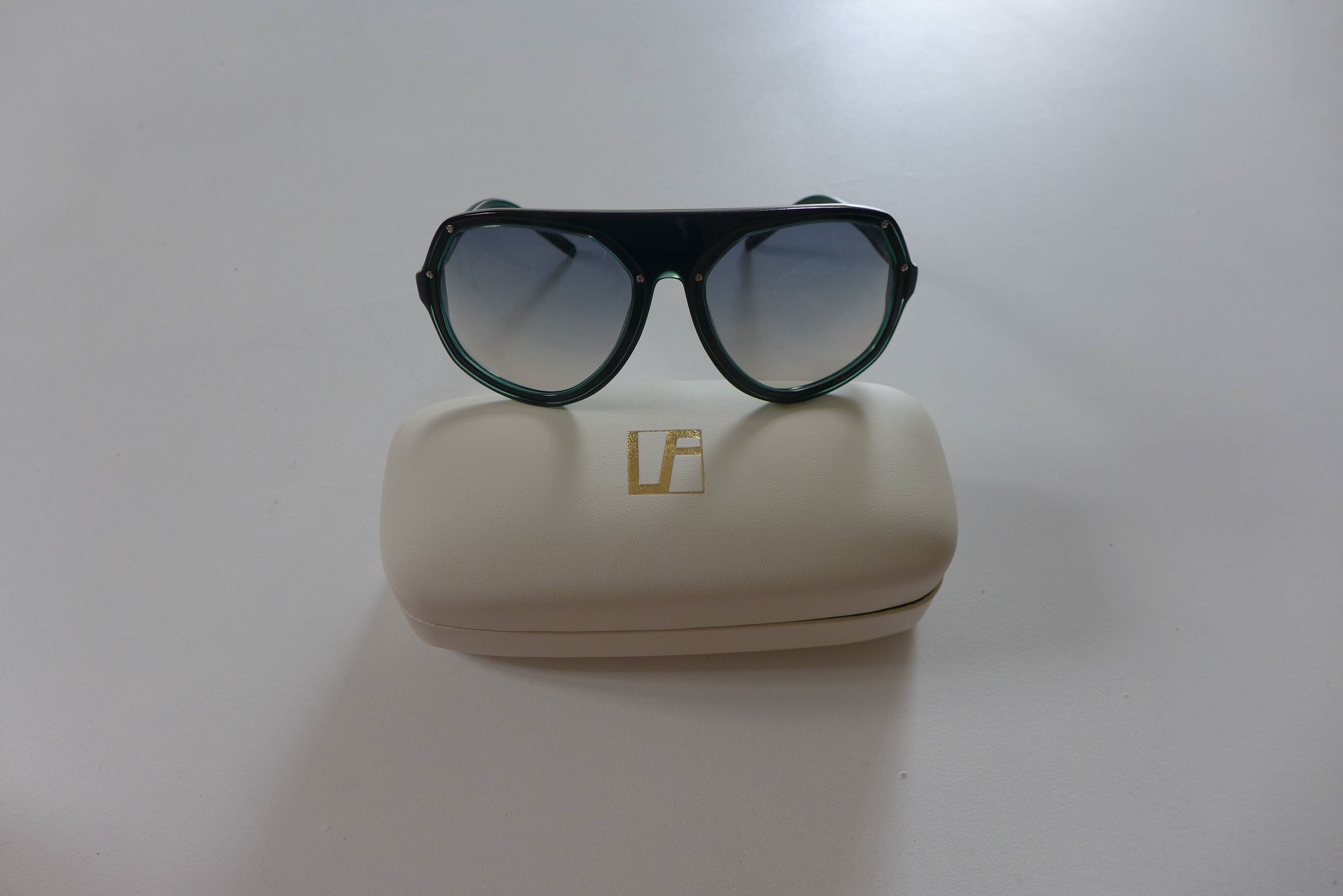 Linda Farrow Raf Simons Angular Aviator Sunglasses -- Dark Green Size ONE SIZE - 1 Thumbnail