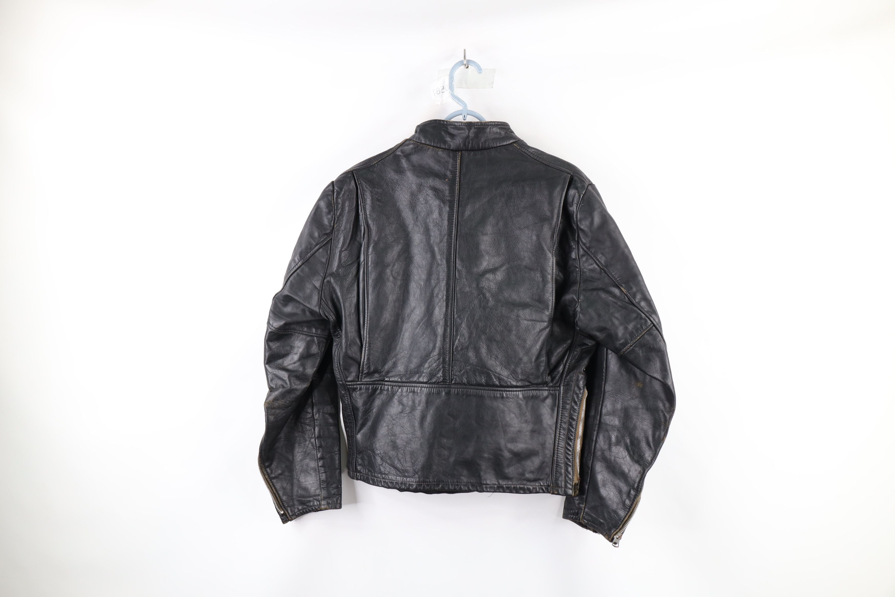 Vintage Vintage 70s Leather Cafe Racer Motorcycle Jacket Black USA Size US L / EU 52-54 / 3 - 15 Thumbnail