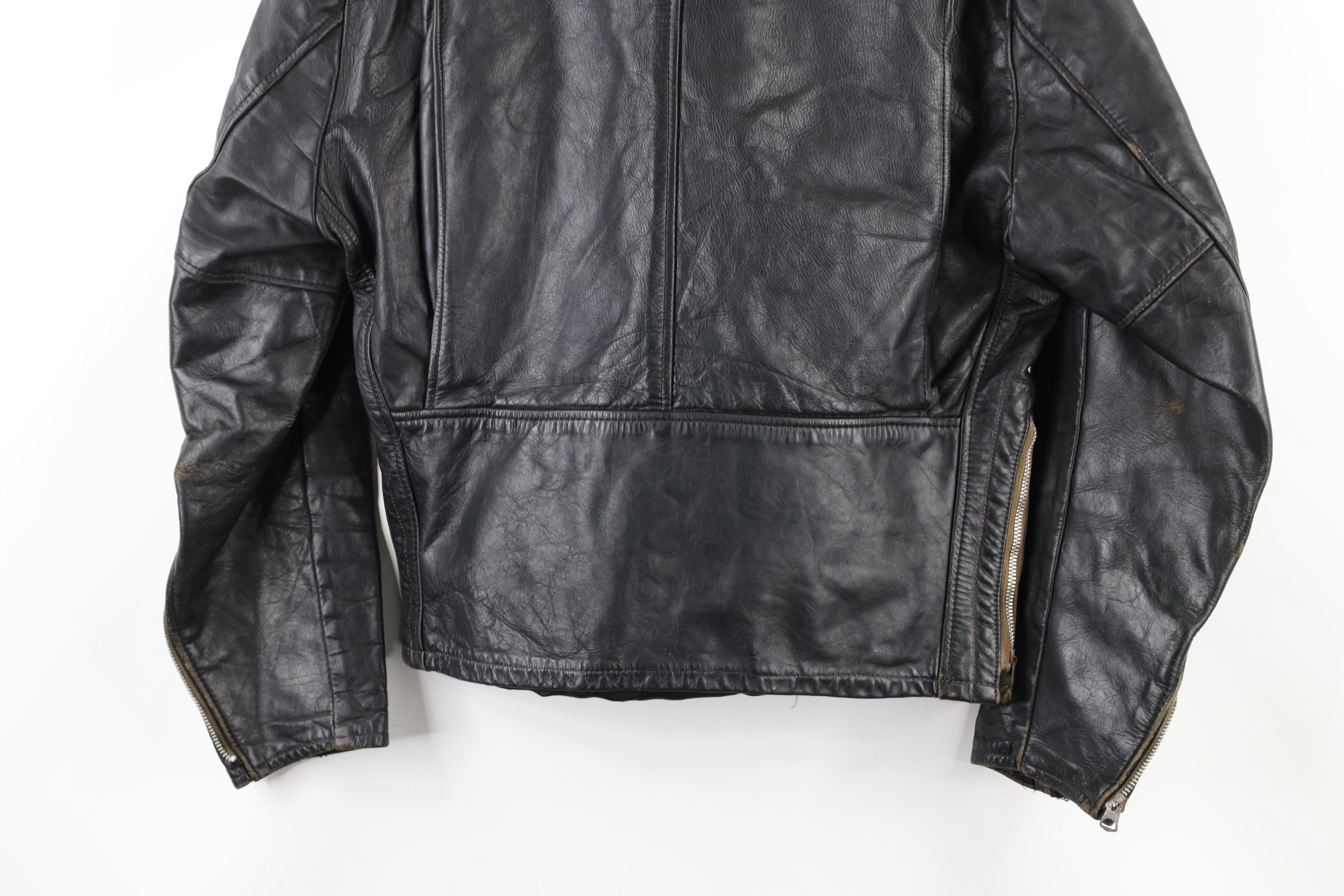 Vintage Vintage 70s Leather Cafe Racer Motorcycle Jacket Black USA Size US L / EU 52-54 / 3 - 17 Thumbnail