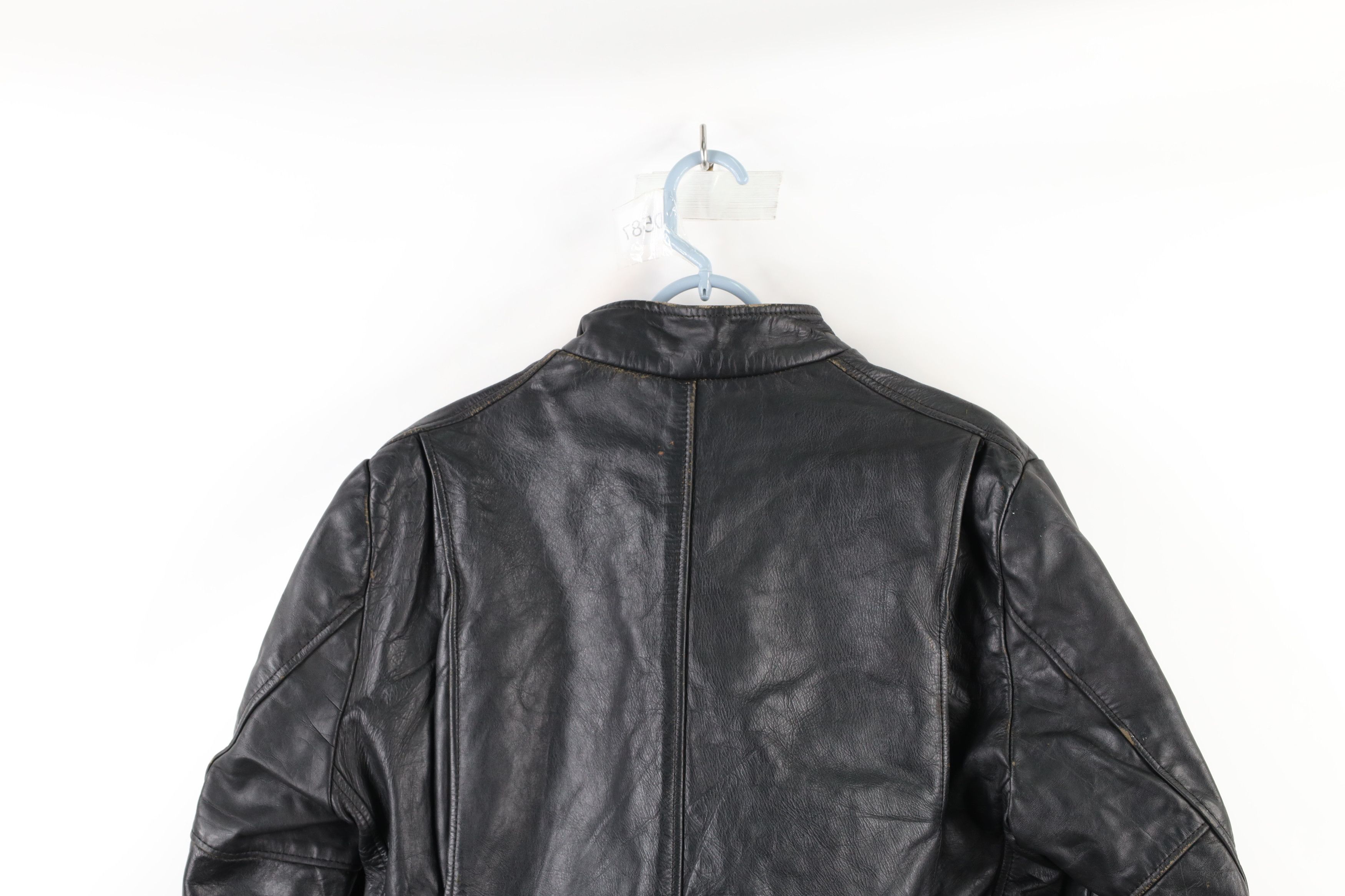 Vintage Vintage 70s Leather Cafe Racer Motorcycle Jacket Black USA Size US L / EU 52-54 / 3 - 16 Thumbnail